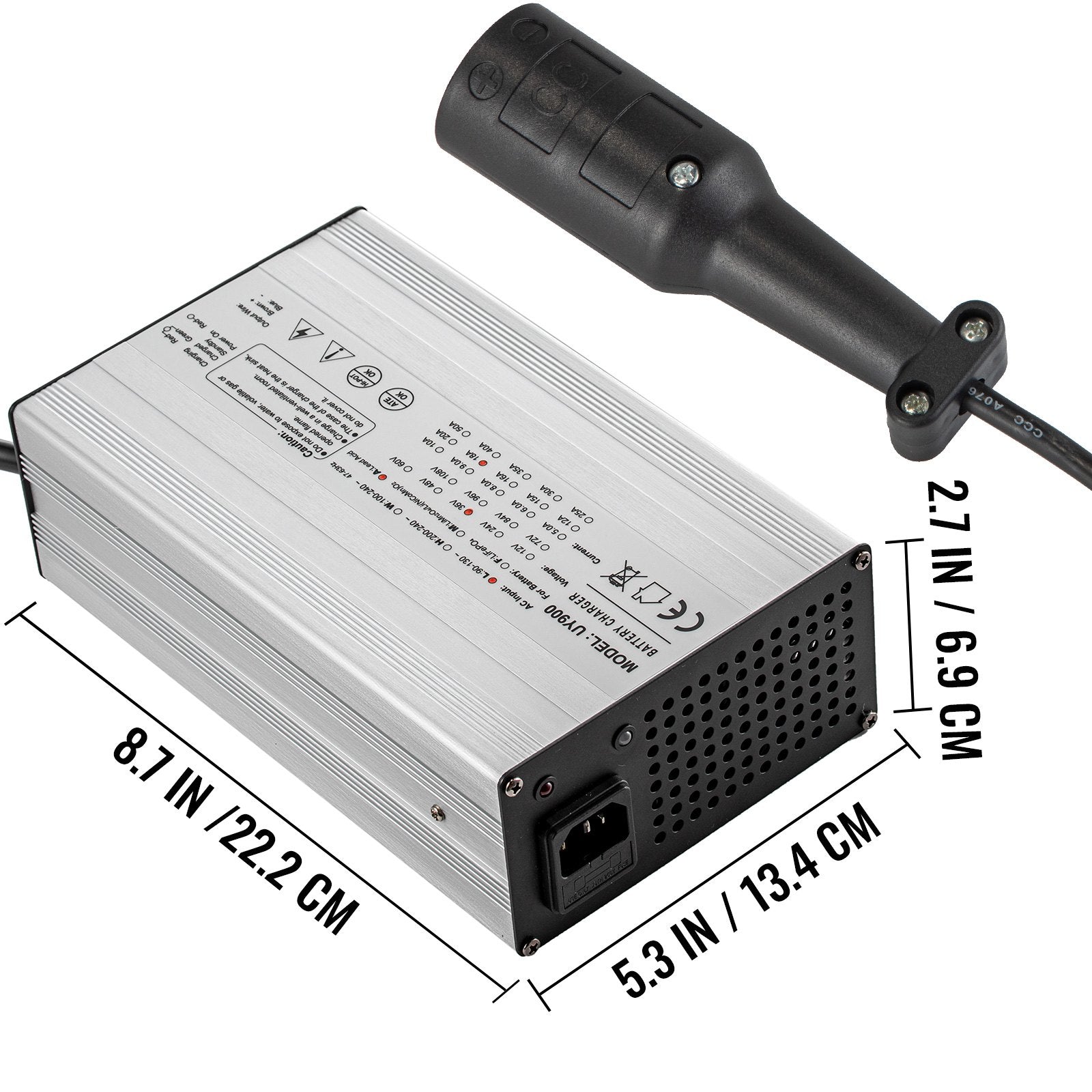 High-Efficiency 48V 15A Golf Cart Battery Charger for Club Car, Ez Go, Yamaha with 3 Pin Plug, LED Display, Aluminum Shell & Intelligent Charging Mode