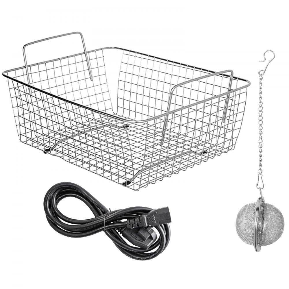 VEVOR 10L Ultrasonic Cleaner 640W Stainless Steel Knob Control w/ Heater & Timer