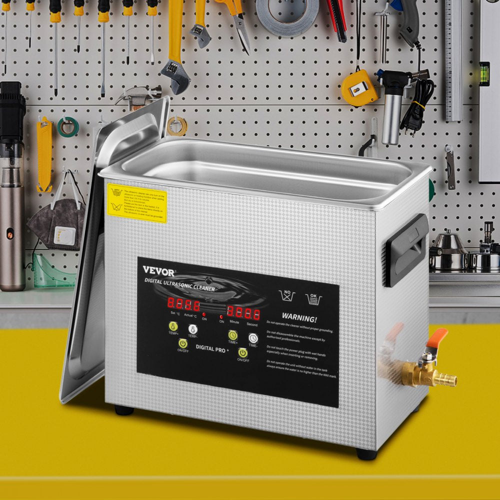 VEVOR 6L Upgraded Ultrasonic Cleaner Professional Digital Lab Ultrasonic Parts Cleaner with Heater Timer for Jewelry Glasses Cleaning (400W Heater,180W Ultrasonic)