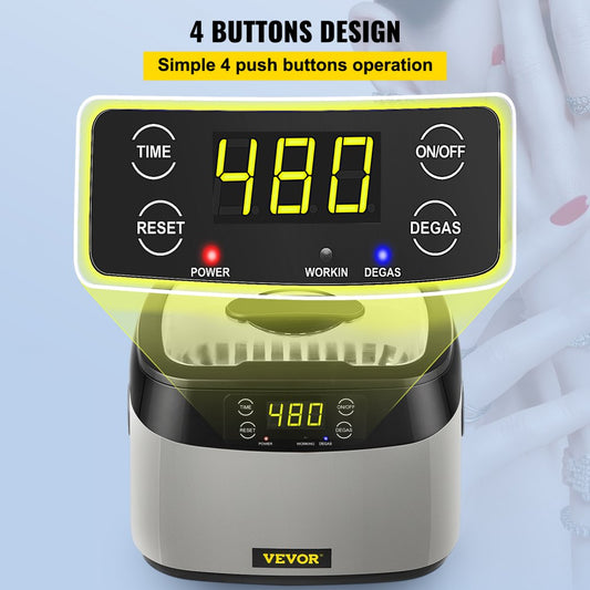 VEVOR Ultrasonic Cleaner Digital Ultrasound Cleaner 1.2L Auto Cleaning Machine