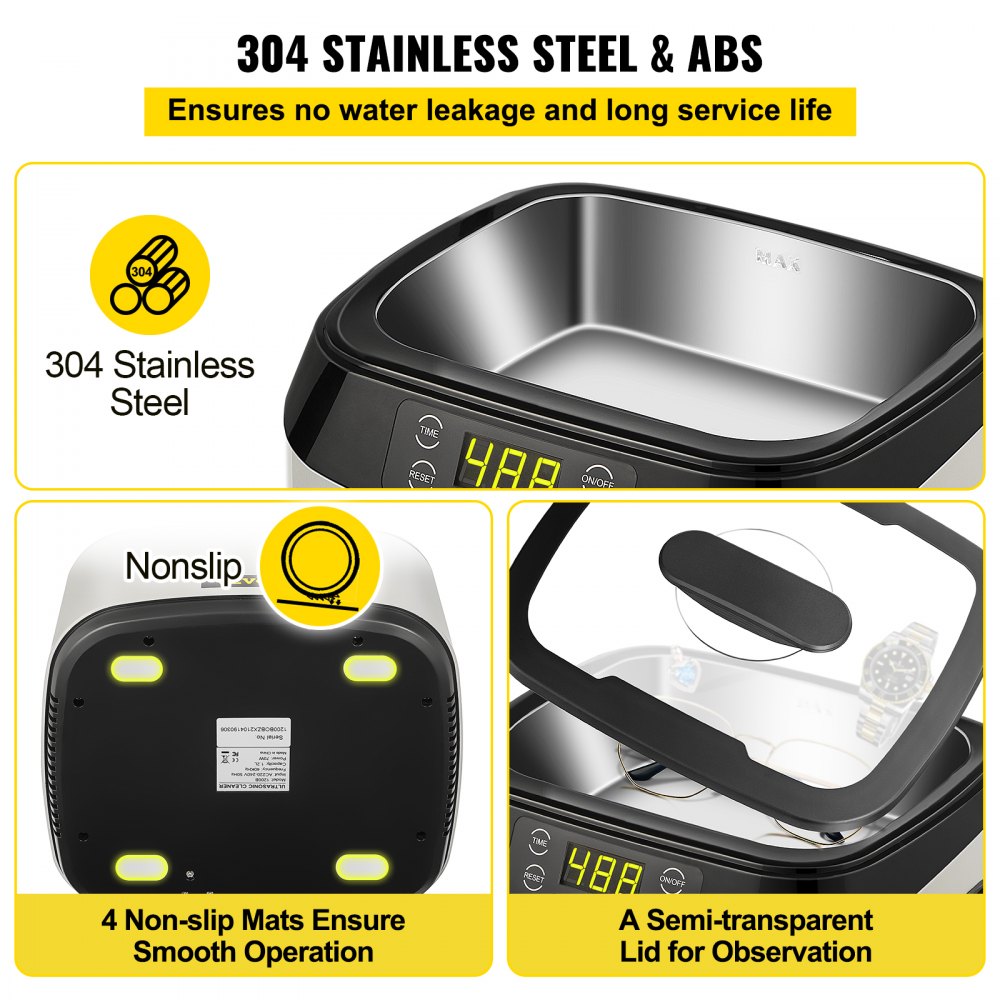 VEVOR Ultrasonic Cleaner Digital Ultrasound Cleaner 1.2L Auto Cleaning Machine