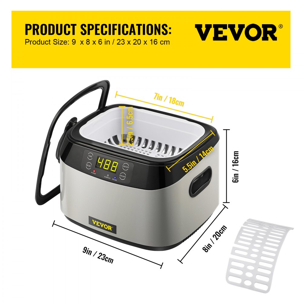 VEVOR Ultrasonic Cleaner Digital Ultrasound Cleaner 1.2L Auto Cleaning Machine
