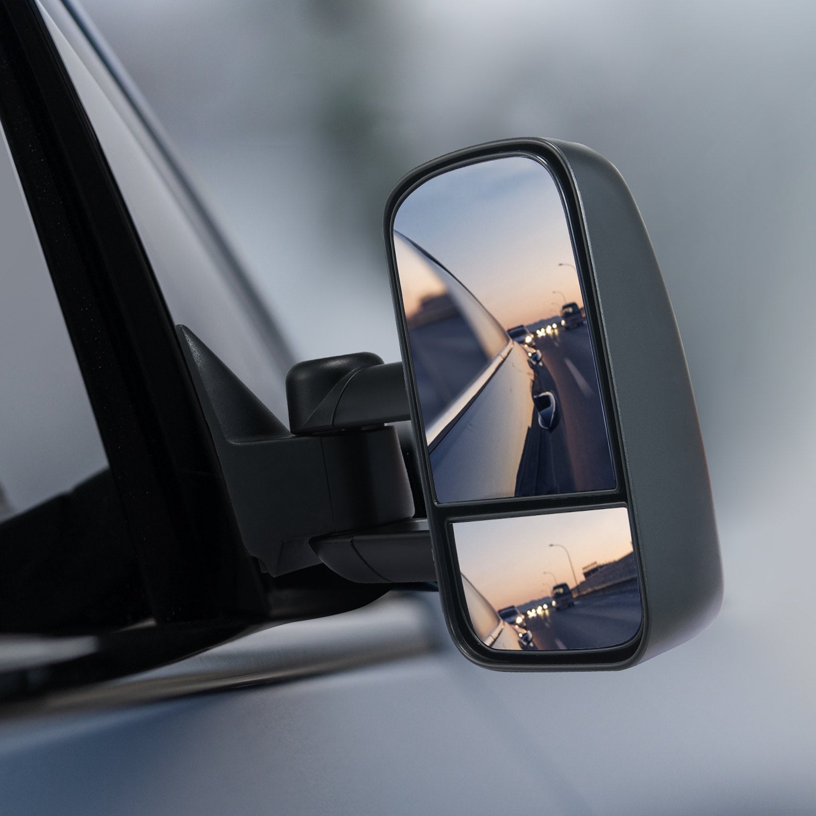 Chevy/GMC Towing Mirrors (1988-1998), Black Manual Telescoping, Plane & Convex Glass, 4-Way Adjustable, Heavy-Duty Replacement Set