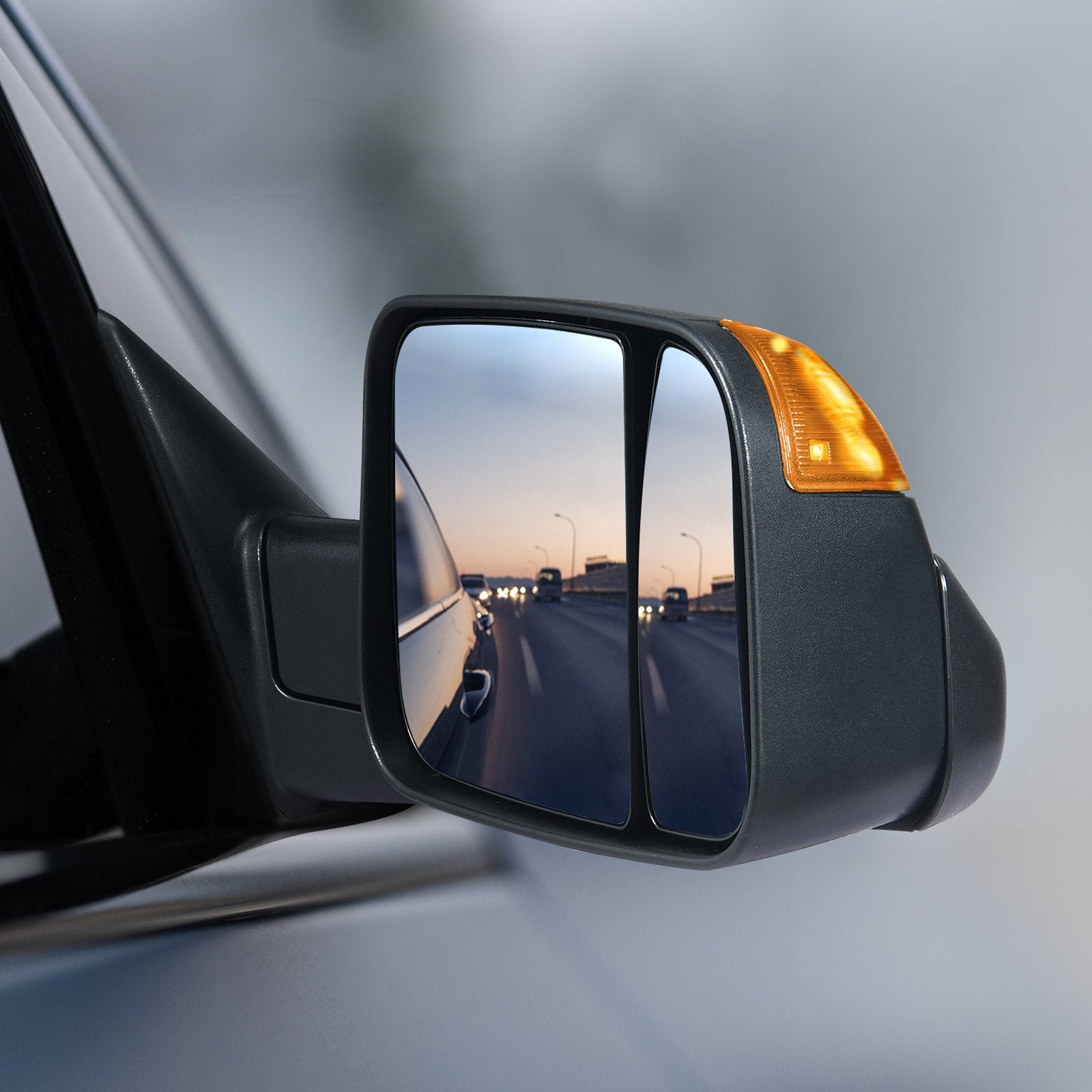 Dodge Ram Towing Mirrors, Power Heated with Signal & Puddle Lights, Fits 2002-2009 Models, Manual Flip, Black, Easy Install