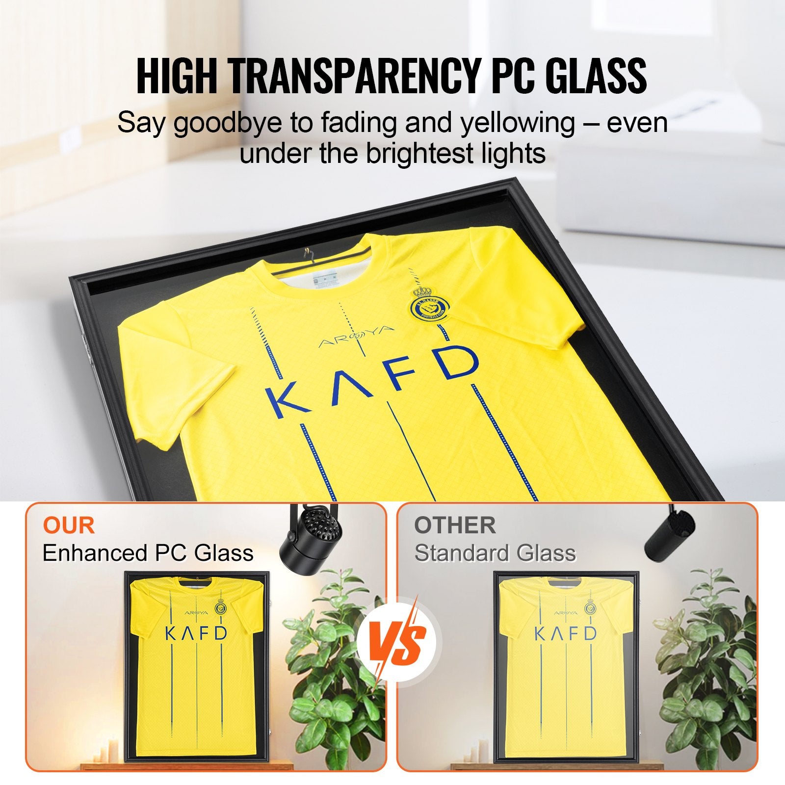 Large Lockable Jersey Display Frame Case, 23.3x31.2x1.5 in, 98% UV Protection for Baseball, Basketball, Football, Hockey Gear, Matte Black Shadow Box with PC Glass and Hangers, Preserve and Showcase Your Collection
