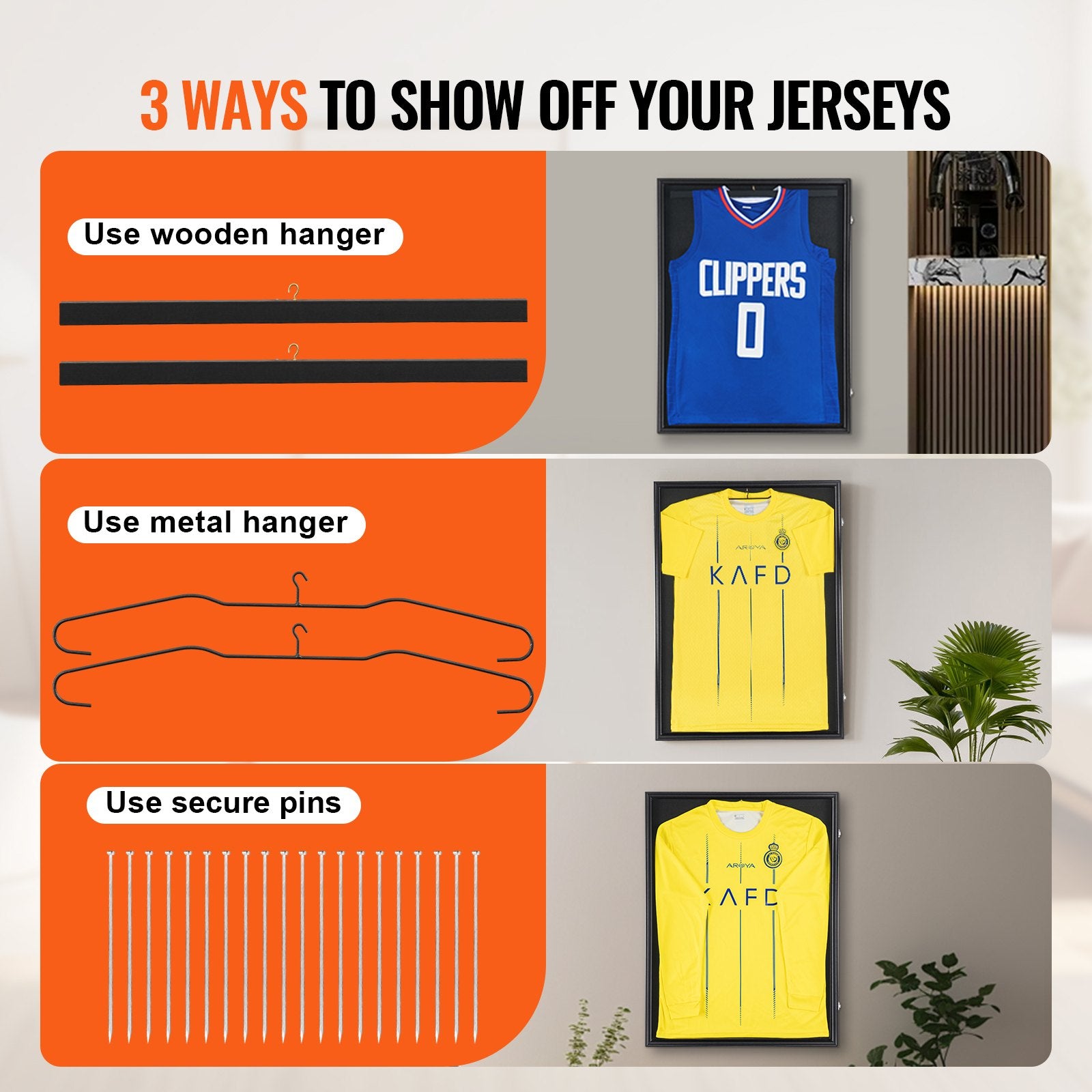 2PCs Lockable Jersey Display Frame Case, 23.3x31.2 in, with UV Protection Glass for Baseball, Football, Basketball, Hockey Shirts and Uniforms