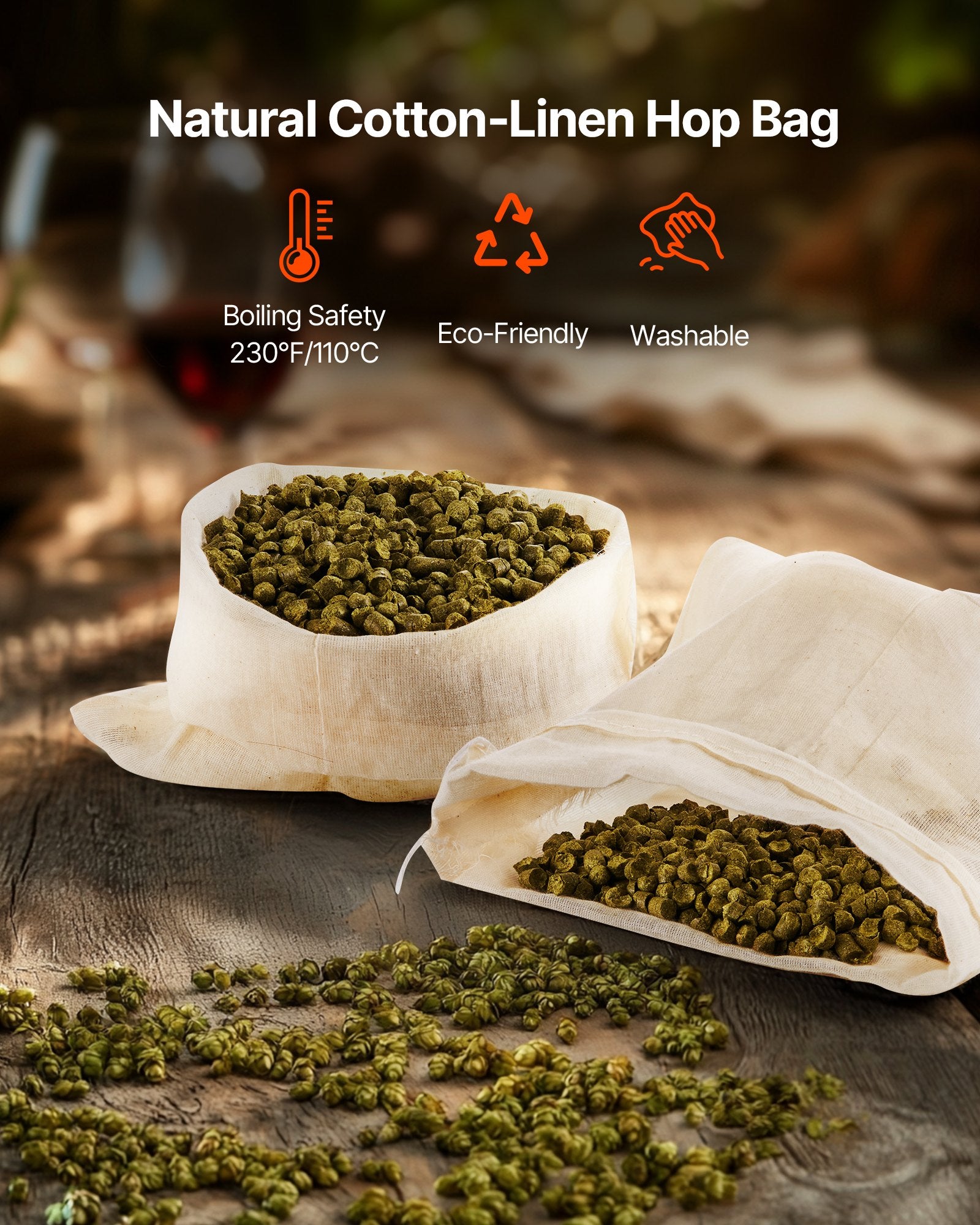 2 PCS Nylon Grain Bags & 10 PCS Cotton-Linen Hop Bags for Home Brewing - Reusable, Ultra-Fine Mesh Brew Bags for Automatic Beer Brewer