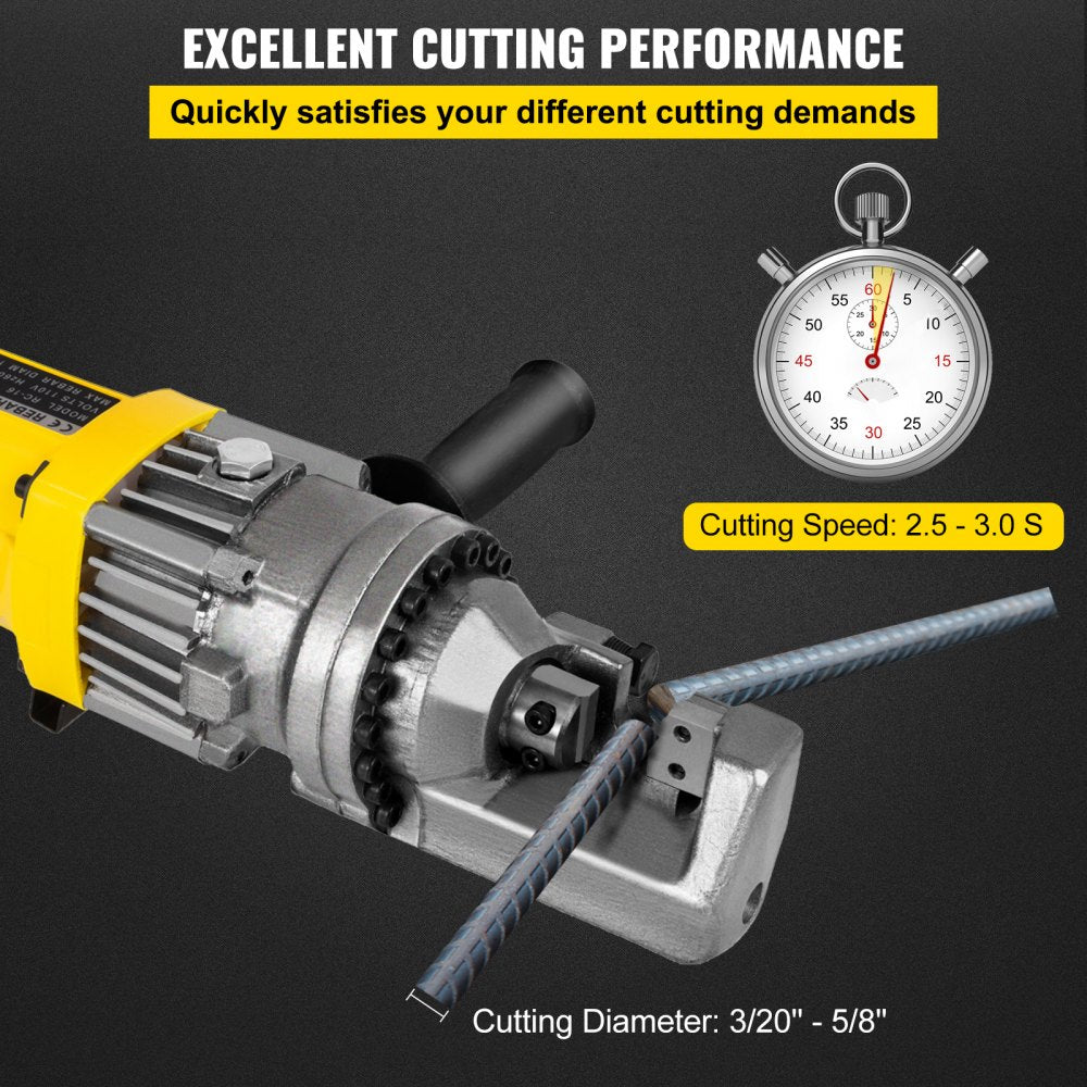 VEVOR 900W Electric Rebar Cutter 5/8" #5 Hydraulic Rebar Cutter 2.5-3.0 Seconds Cutting Speed Portable Rebar Cutter for Widely Application