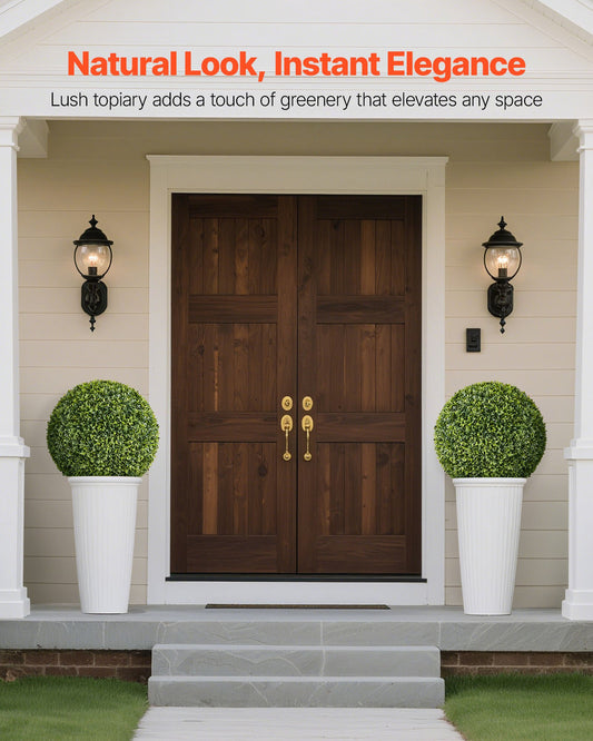 Artificial Topiary Ball 23" Faux Boxwood - Realistic Silk Tree Look for Outdoor Porch, Patio, Garden, Balcony, Indoor Home, Wedding Decor