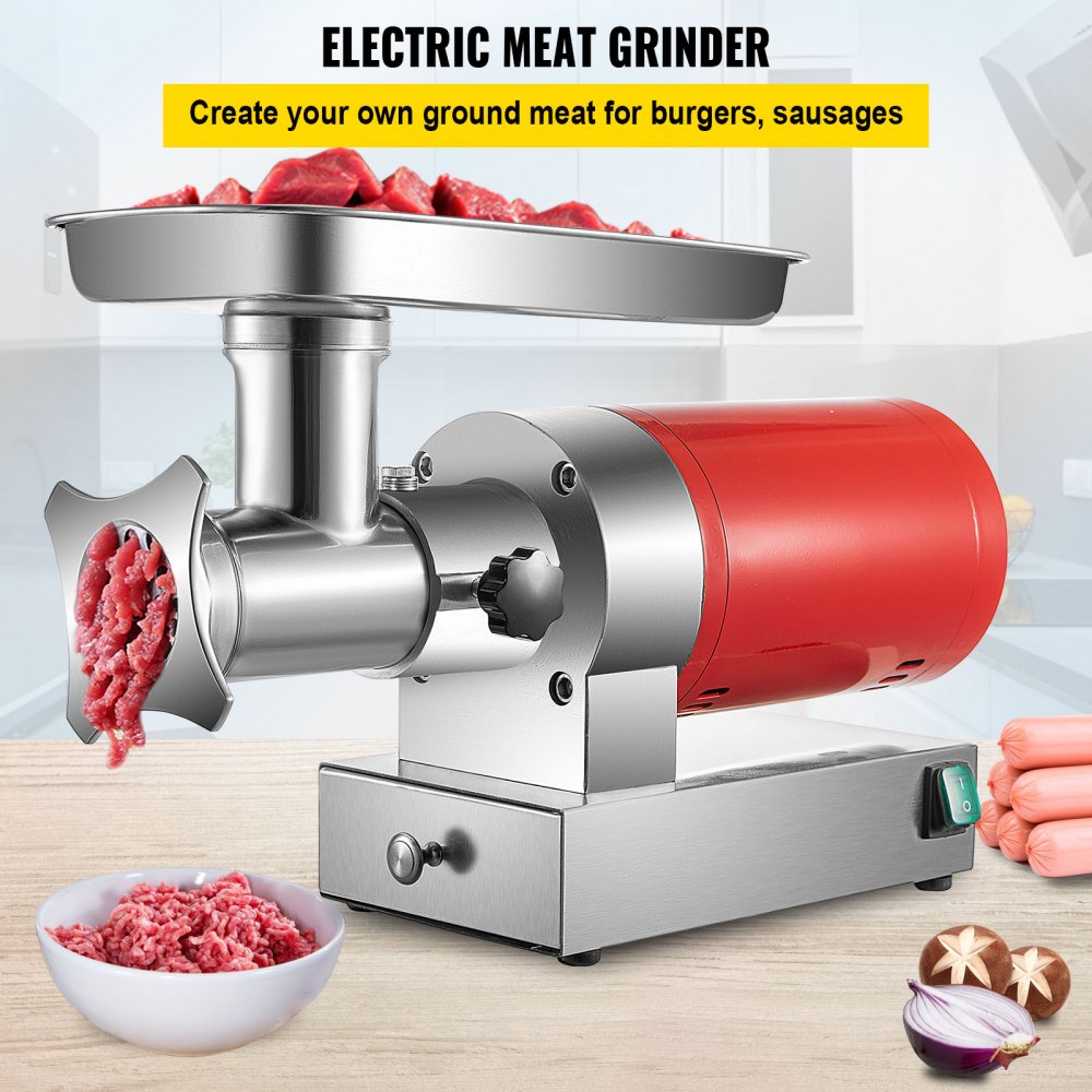 VEVOR Electric Meat Grinder, 661 Lbs/Hour 1100 W Meat Grinder Machine, 1.5 HP Electric Meat Mincer with?2?Grinding?Plates,?Sausage?Kit Set Meat Grinder Heavy Duty, Home Kitchen & Commercial Use Red