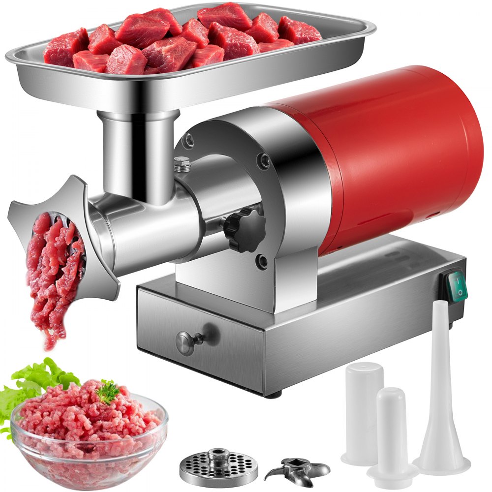 VEVOR Electric Meat Grinder, 661 Lbs/Hour 1100 W Meat Grinder Machine, 1.5 HP Electric Meat Mincer with?2?Grinding?Plates,?Sausage?Kit Set Meat Grinder Heavy Duty, Home Kitchen & Commercial Use Red