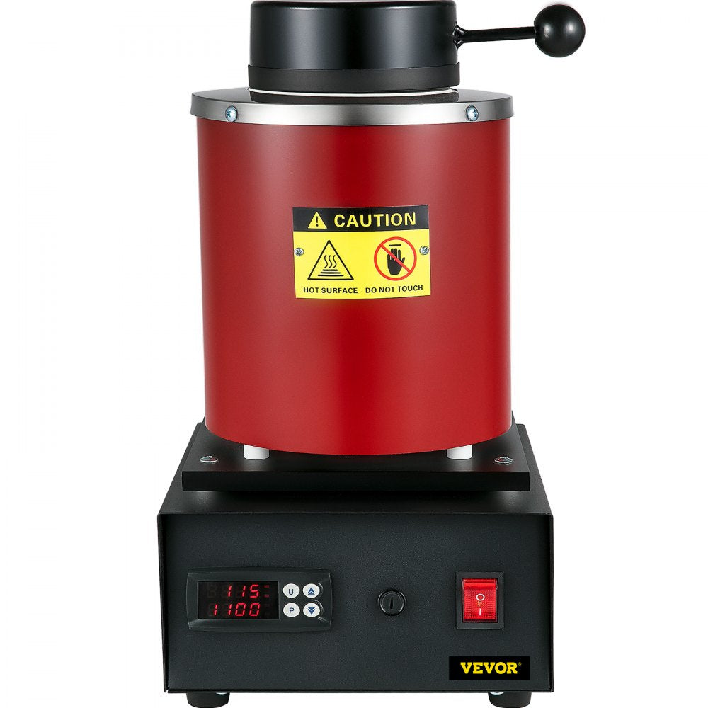 High-Temperature Digital Electric Furnace for Melting Gold, Silver, and Copper with Graphite Crucibles and Ingot Die, 3KG Capacity, 1750W 1150℃/2102 ℉