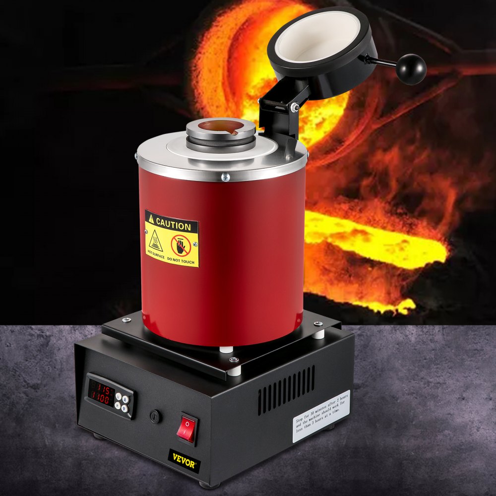 High-Temperature 3KG Digital Electric Furnace for Melting Gold, Silver, and Copper with Graphite Crucible and Ingot Mold