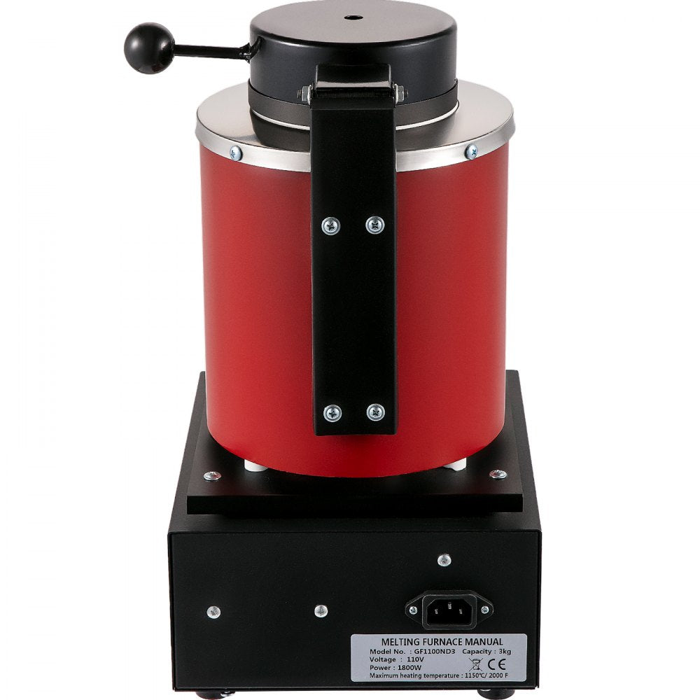 High-Temperature 3KG Digital Electric Furnace for Melting Gold, Silver, and Copper with Graphite Crucible and Ingot Mold