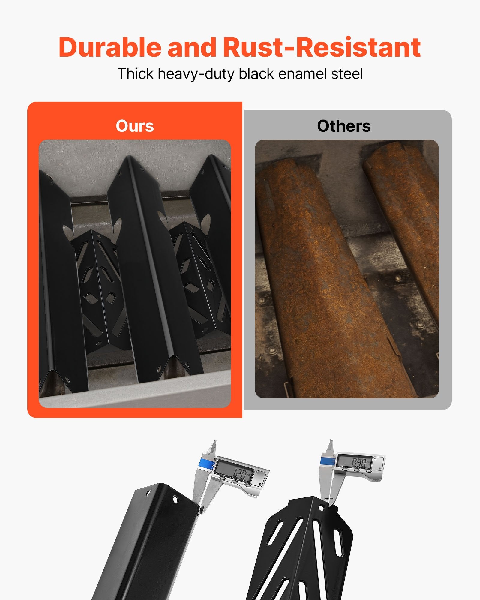 Flavorizer Bars & Heat Deflectors for Weber Genesis II Grills - Porcelain-Enameled Steel, 8 Pack, Enhance Grilling, Versatile Replacement Parts