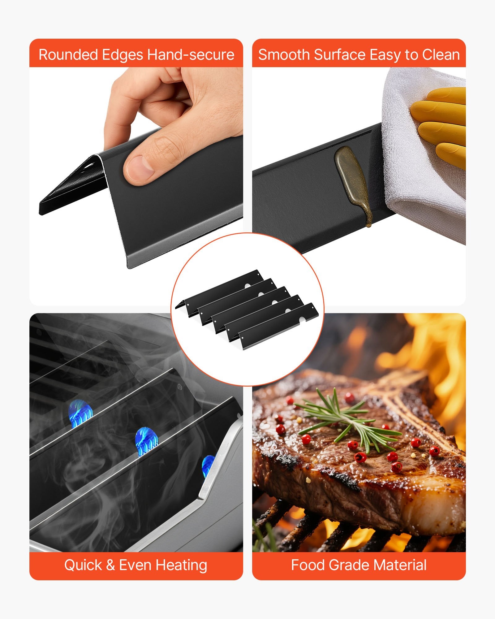 Flavorizer Bars & Heat Deflectors for Weber Genesis II Grills - Porcelain-Enameled Steel, 8 Pack, Enhance Grilling, Versatile Replacement Parts