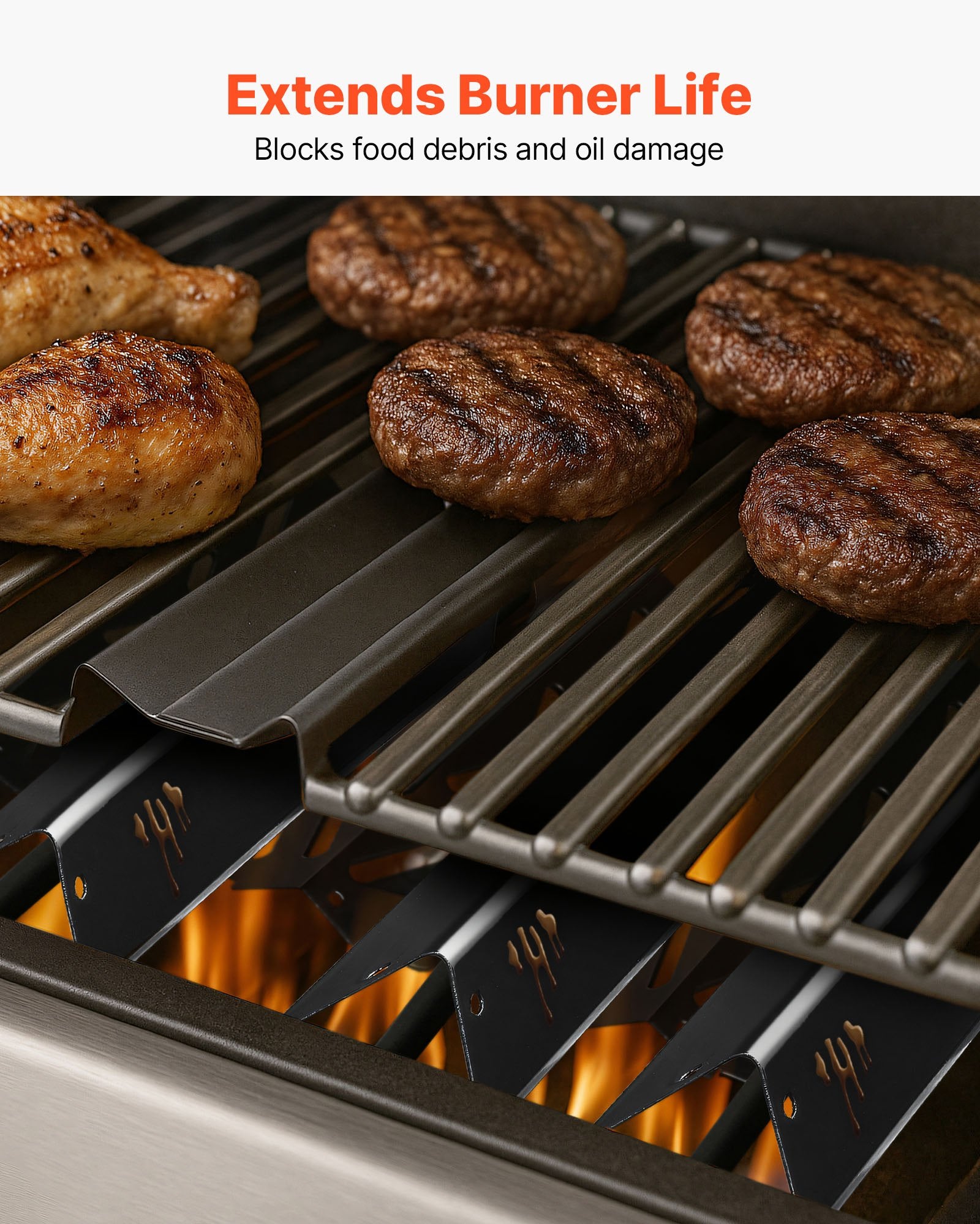Flavorizer Bars & Heat Deflectors for Weber Genesis II Grills - Porcelain-Enameled Steel, 8 Pack, Enhance Grilling, Versatile Replacement Parts