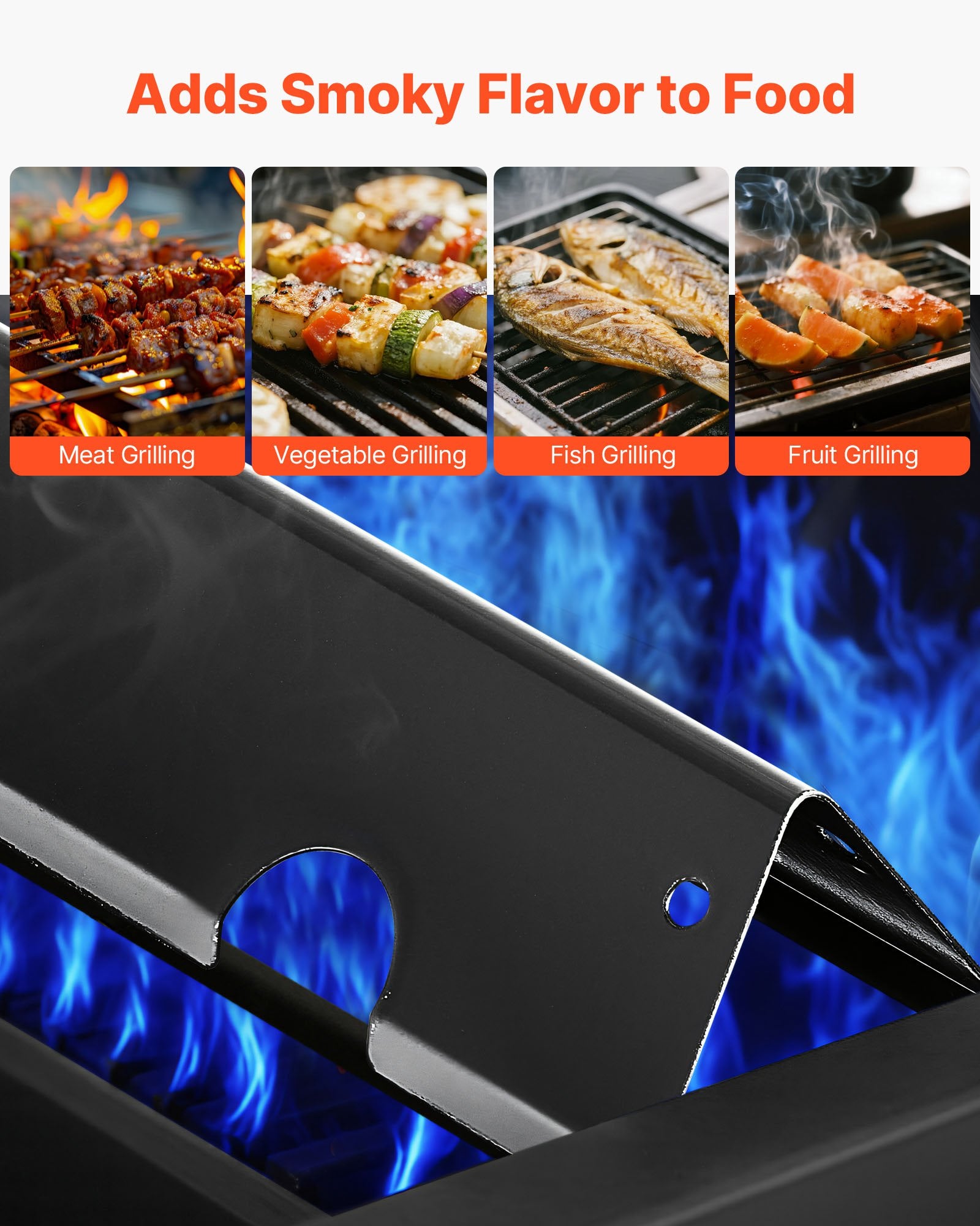 Flavorizer Bars & Heat Deflectors for Weber Genesis II Grills - Porcelain-Enameled Steel, 8 Pack, Enhance Grilling, Versatile Replacement Parts