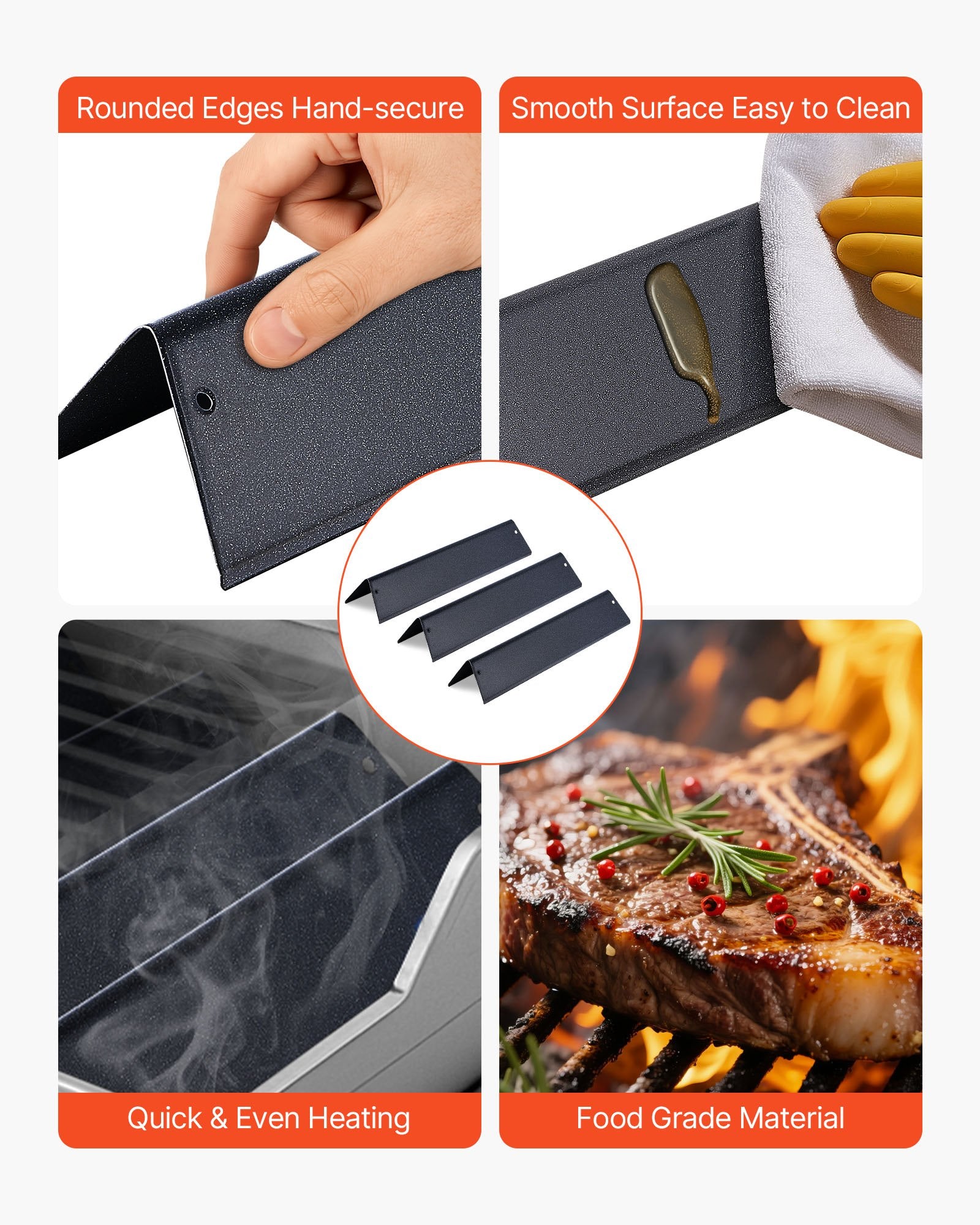 Upgrade Your Weber Spirit Grill with 15" Porcelain-Enameled Flavorizer Bars for Enhanced Heat Distribution & Performance, 3-Pack