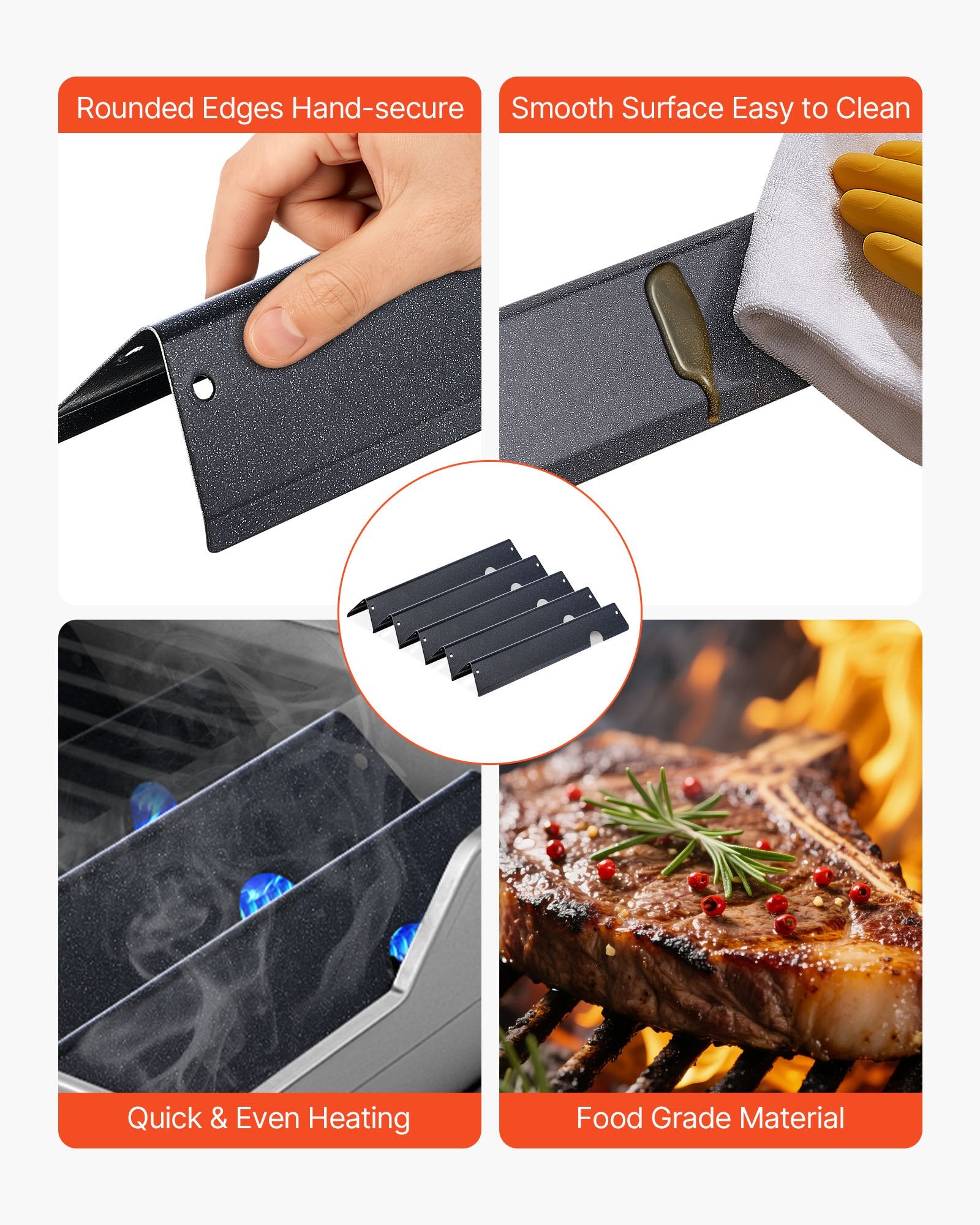 Upgrade Your Grill with 17" Porcelain-Enameled Steel Flavorizer Bars for Weber Genesis II – Heat Plate Replacement, 5-Pack, Enhances BBQ Flavor & Performance