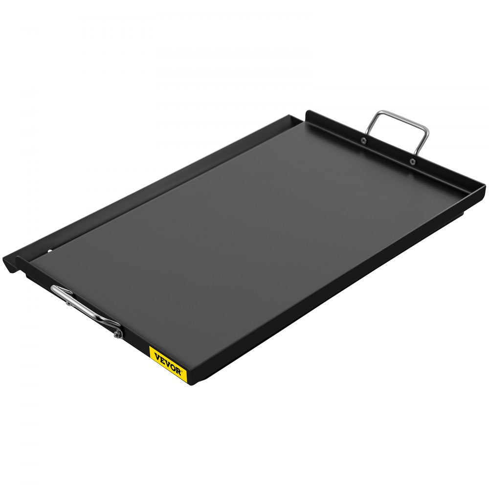 VEVOR Carbon Steel Griddle, 16\" x 24\" Griddle Flat Top Plate, Griddle for BBQ Charcoal/Gas Gril with 2 Handles, Rectangular Flat Top Grill with Extra Drain Hole for Tailgating and Parties