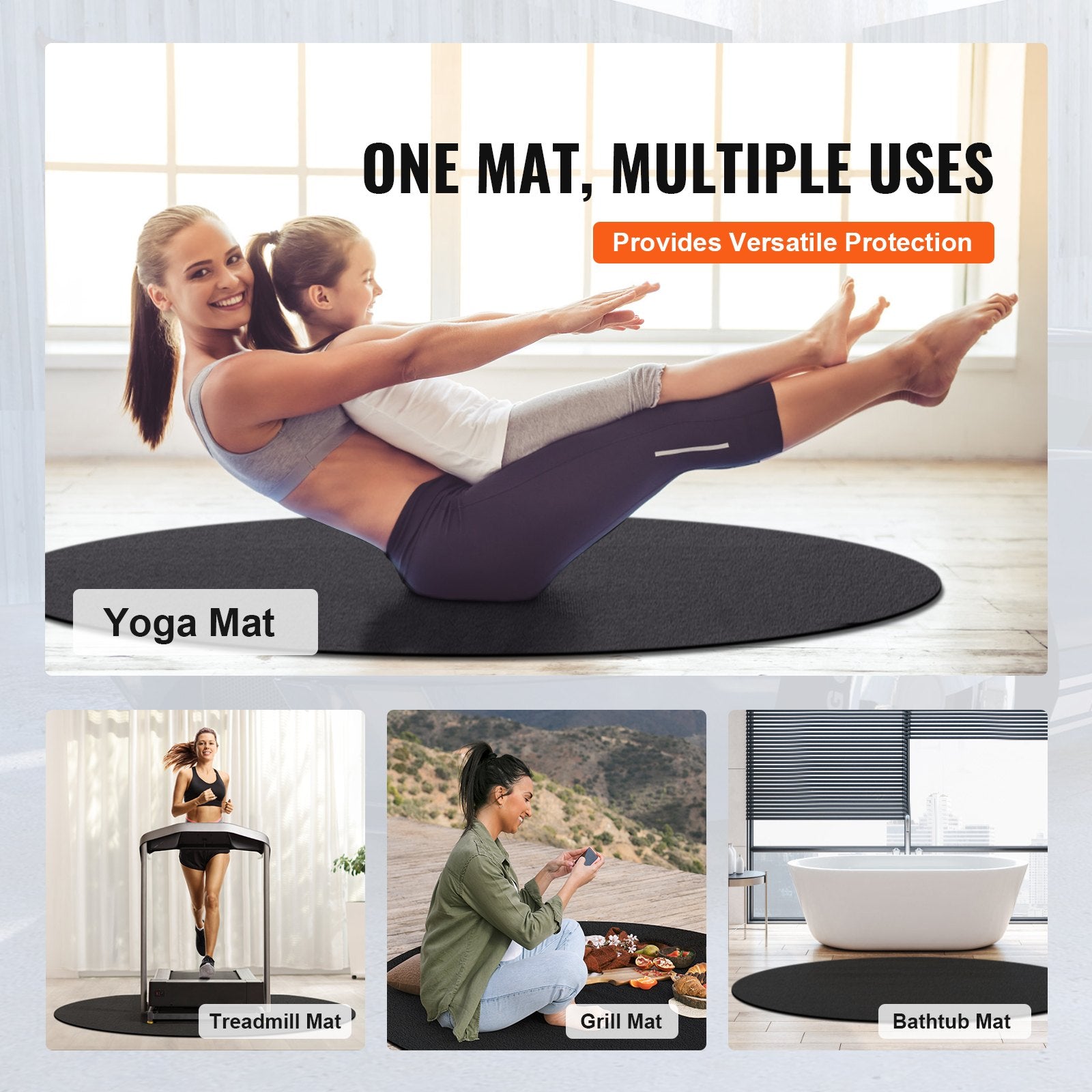 80" Round Hot Tub Mat - Extra Large Inflatable Spa Pad with Waterproof, Slip-Proof, Absorbent Base for Indoor/Outdoor Use