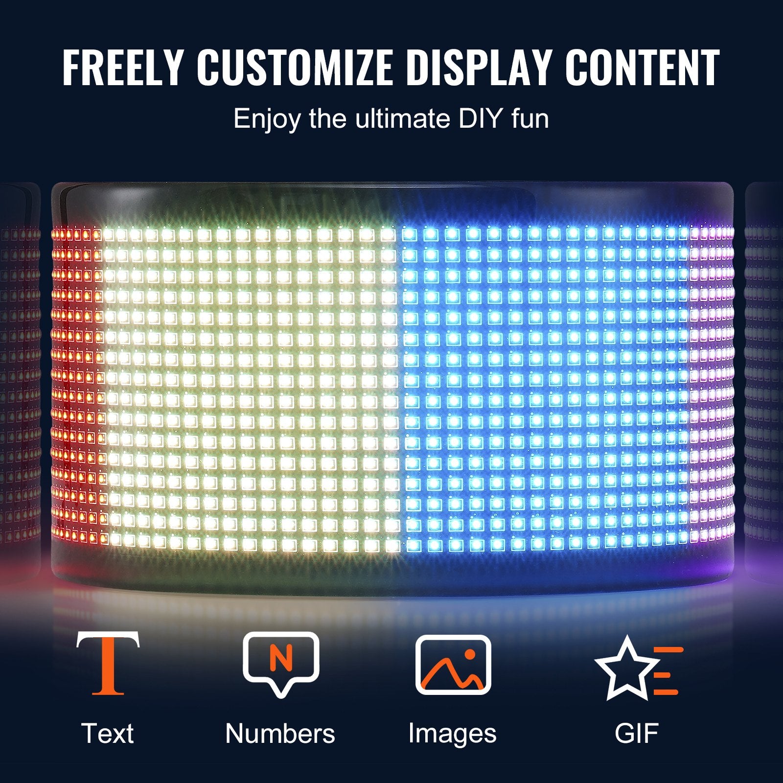 Customizable LED Advertising Display Board, P5 Full Color Scrolling Sign with Bluetooth App Control for Business, Store, Car, and Bar Promotions, 15"x4"