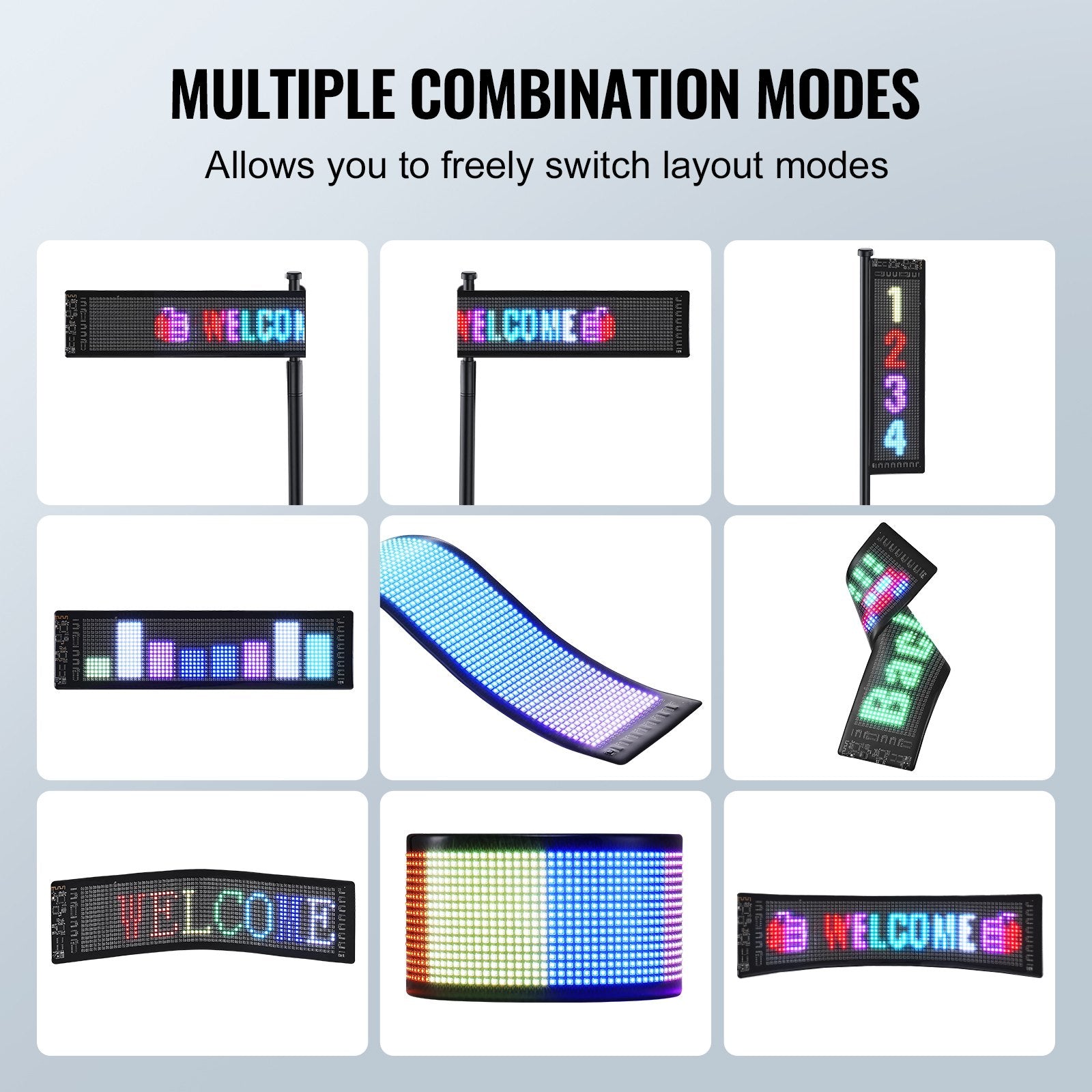 Customizable LED Advertising Display Board, P5 Full Color Scrolling Sign with Bluetooth App Control for Business, Store, Car, and Bar Promotions, 15"x4"
