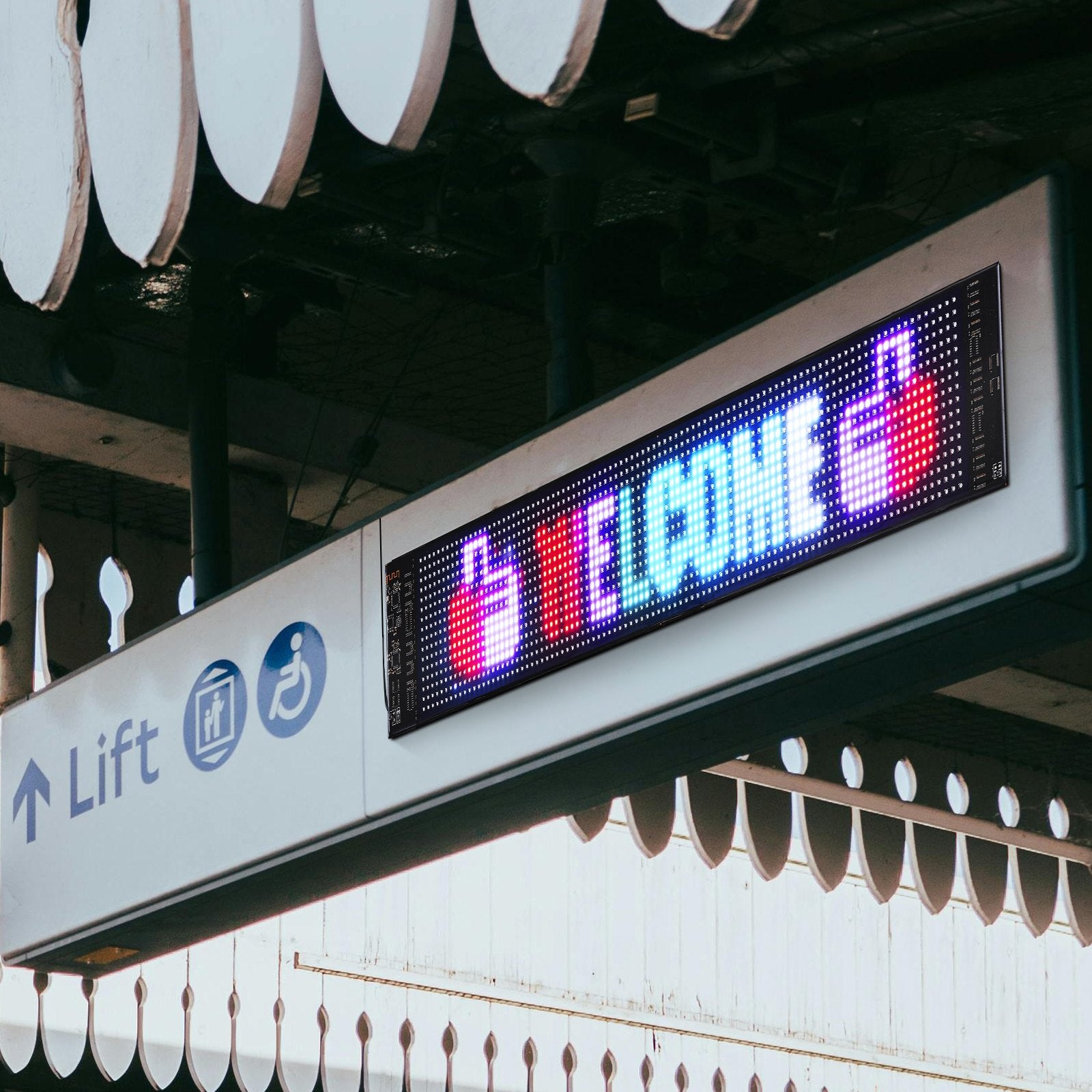 Customizable LED Advertising Display Board, P5 Full Color Scrolling Sign with Bluetooth App Control for Business, Store, Car, and Bar Promotions, 15"x4"