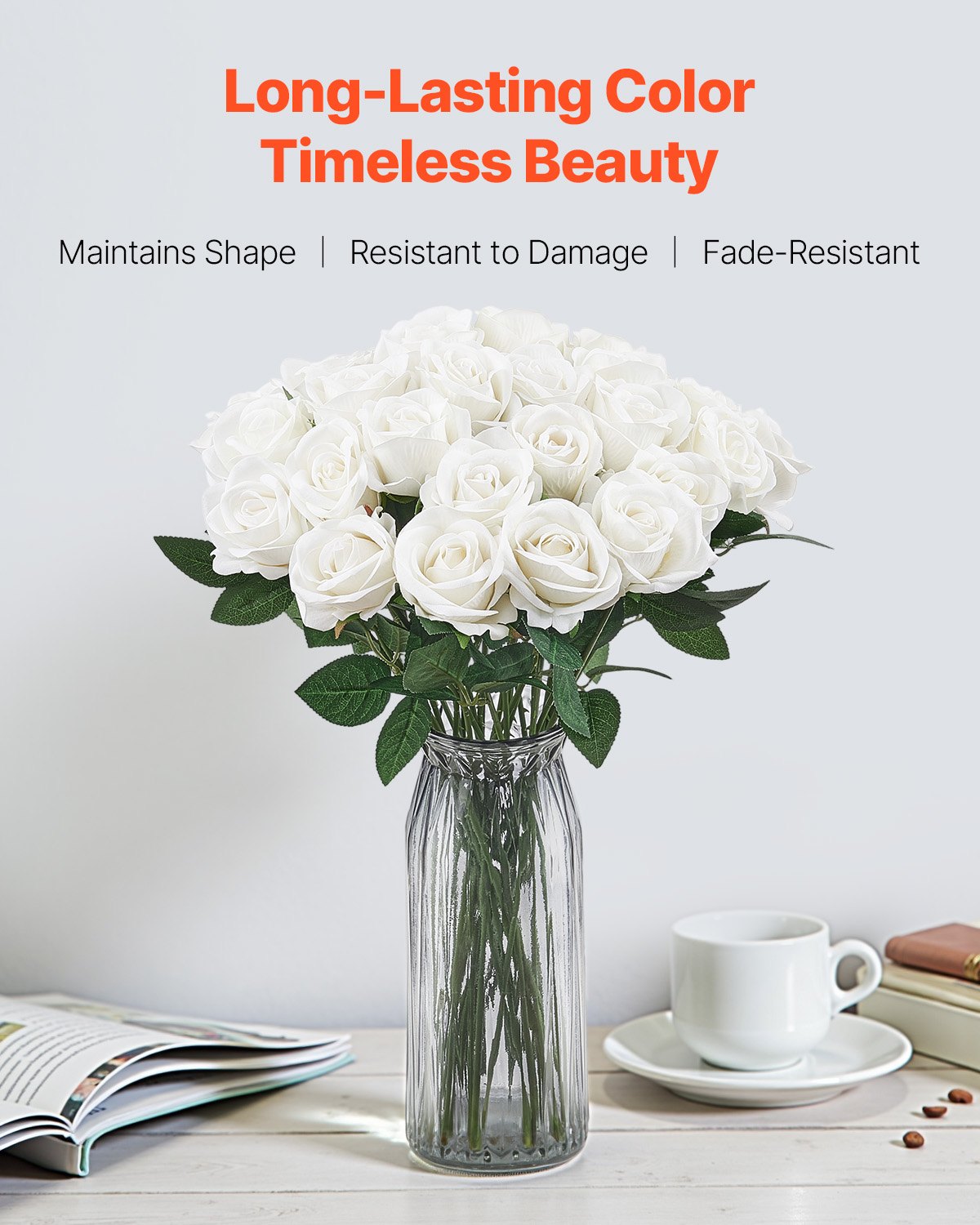 120 Pcs Realistic White Foam Roses - Ideal for Bridal Showers, DIY Wedding Bouquets, Home Centerpieces & Party Table Decor