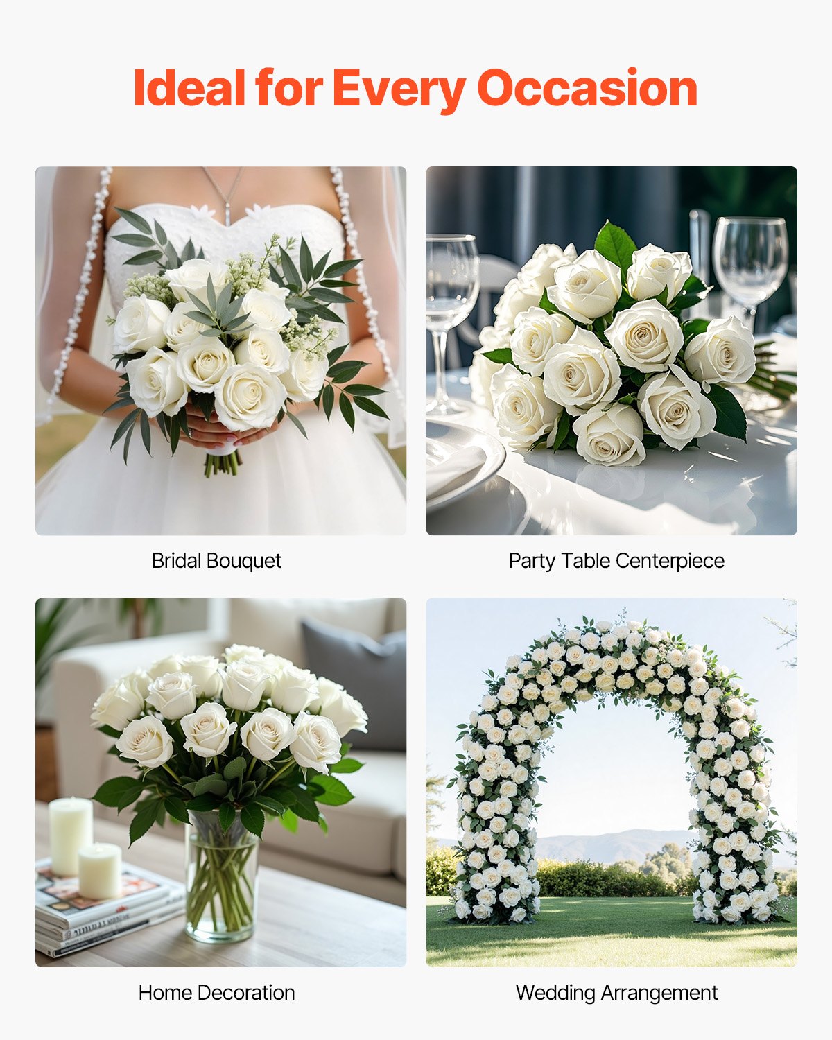 120 Pcs Realistic White Foam Roses - Ideal for Bridal Showers, DIY Wedding Bouquets, Home Centerpieces & Party Table Decor