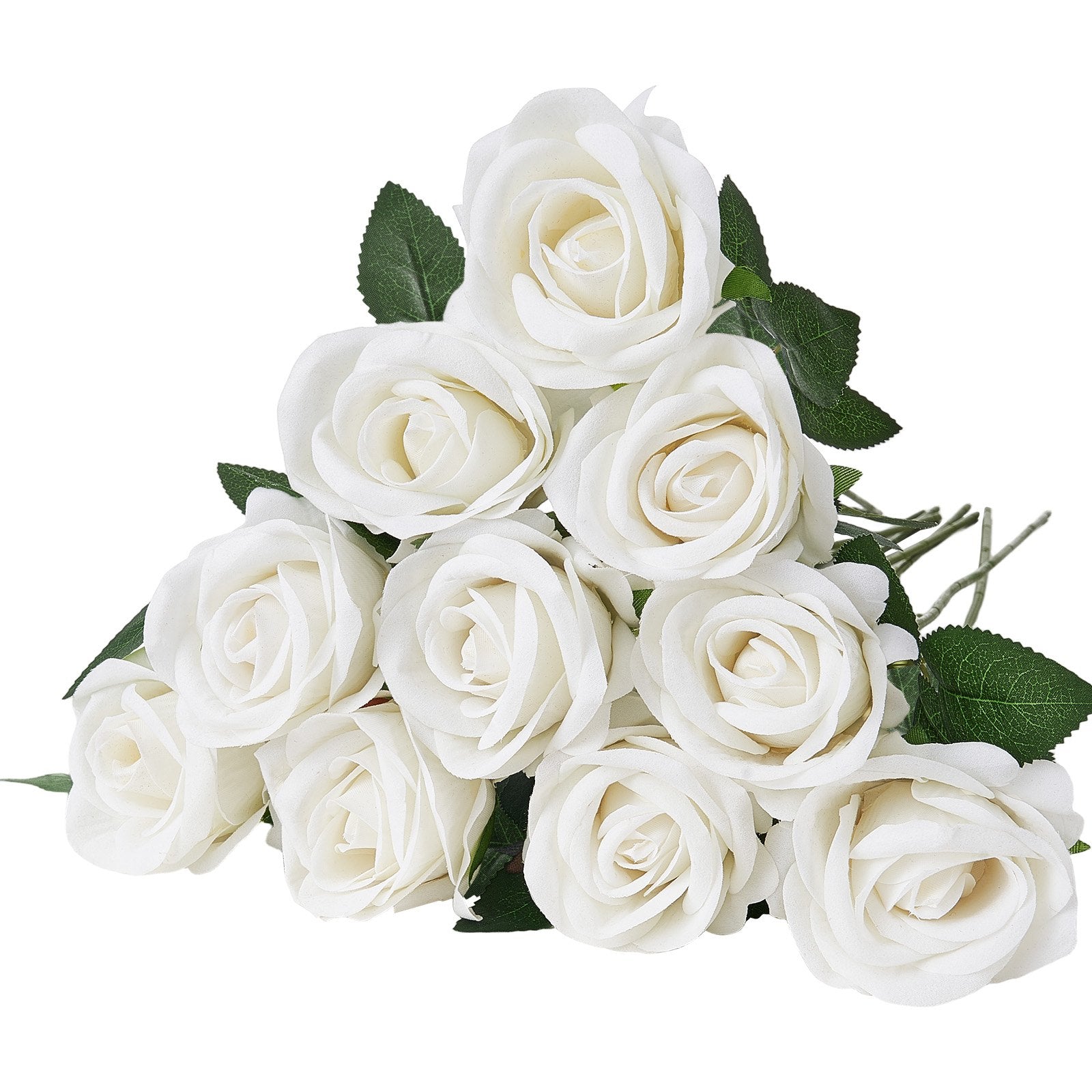 60-Piece White Foam Roses for DIY Wedding Bouquets, Bridal Showers, Home Centerpieces, Party Decorations - Realistic Faux Flowers with Stems