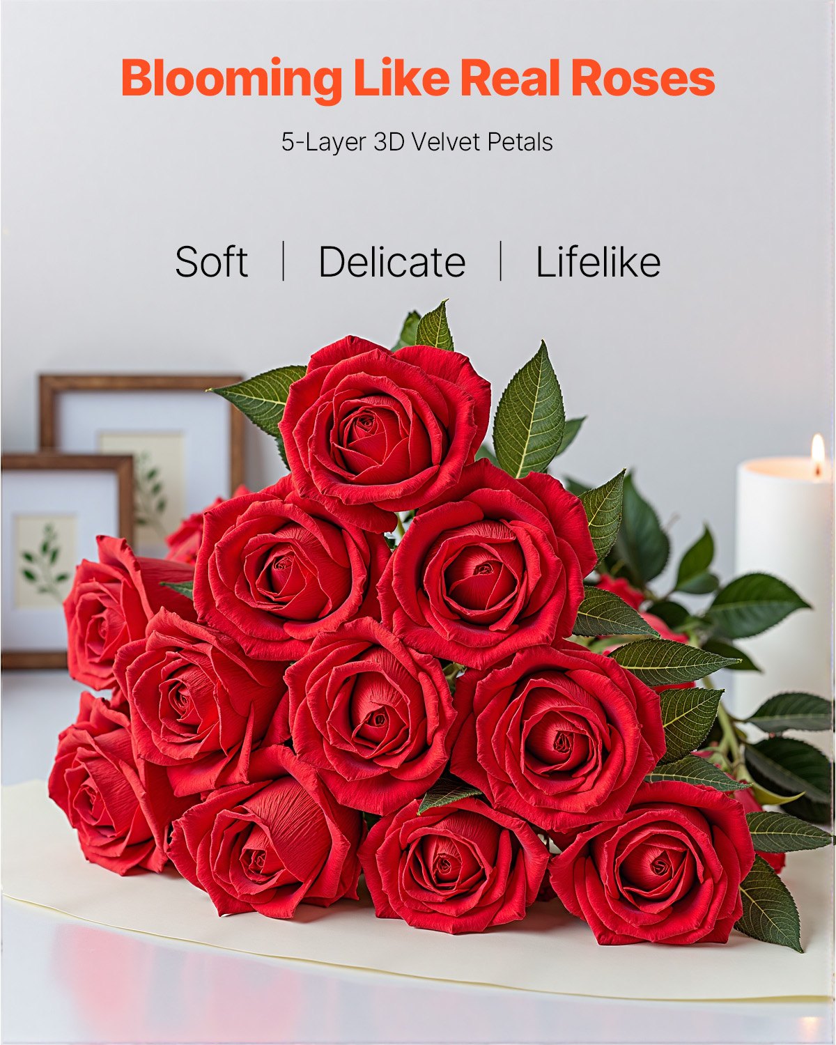 500 Realistic Red Foam Roses - Bulk Faux Flowers for DIY Wedding Bouquets, Home Centerpieces, Party Decor, Bridal Shower Arrangements