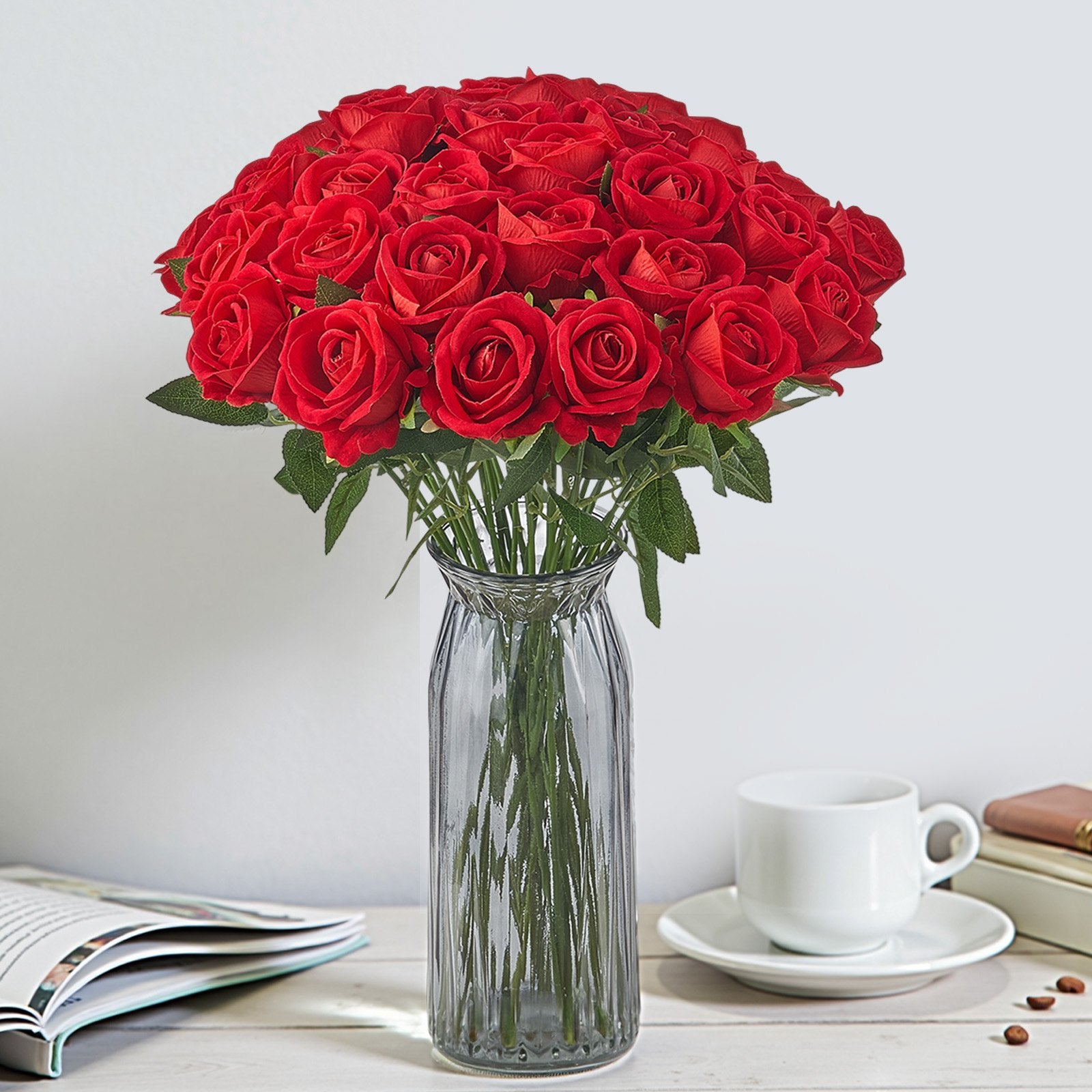 500 Realistic Red Foam Roses - Bulk Faux Flowers for DIY Wedding Bouquets, Home Centerpieces, Party Decor, Bridal Shower Arrangements