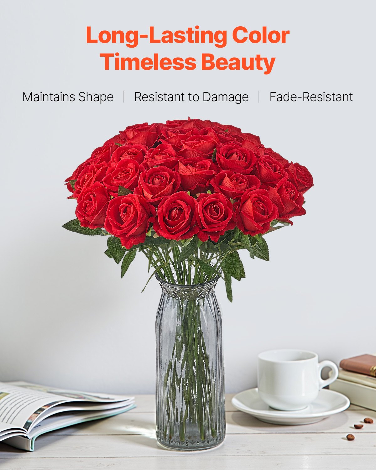 Luxurious 60 Pc Realistic Red Foam Roses - Ideal for DIY Wedding Bouquets, Bridal Showers, Home Centerpieces & Party Decor
