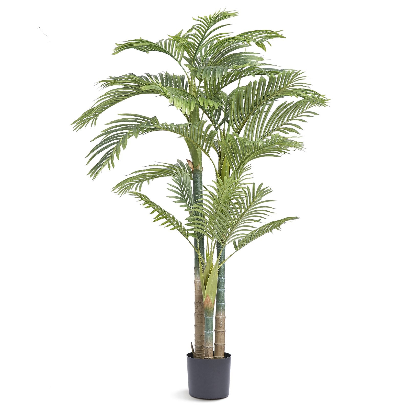 6.5 FT Tall Artificial Gold Cane Palm Tree - Lifelike Green Faux Plant with PE Material, Anti-Tip Protection, and Easy Maintenance for Home, Office, Warehouse, Indoor & Outdoor Decor