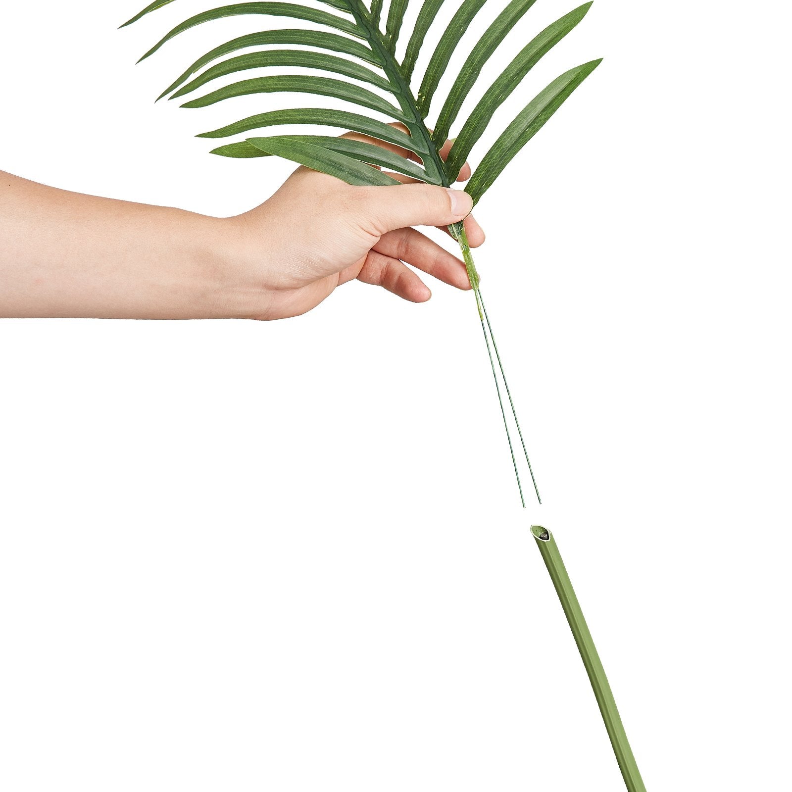 6.5 FT Tall Artificial Gold Cane Palm Tree - Lifelike Green Faux Plant with PE Material, Anti-Tip Protection, and Easy Maintenance for Home, Office, Warehouse, Indoor & Outdoor Decor