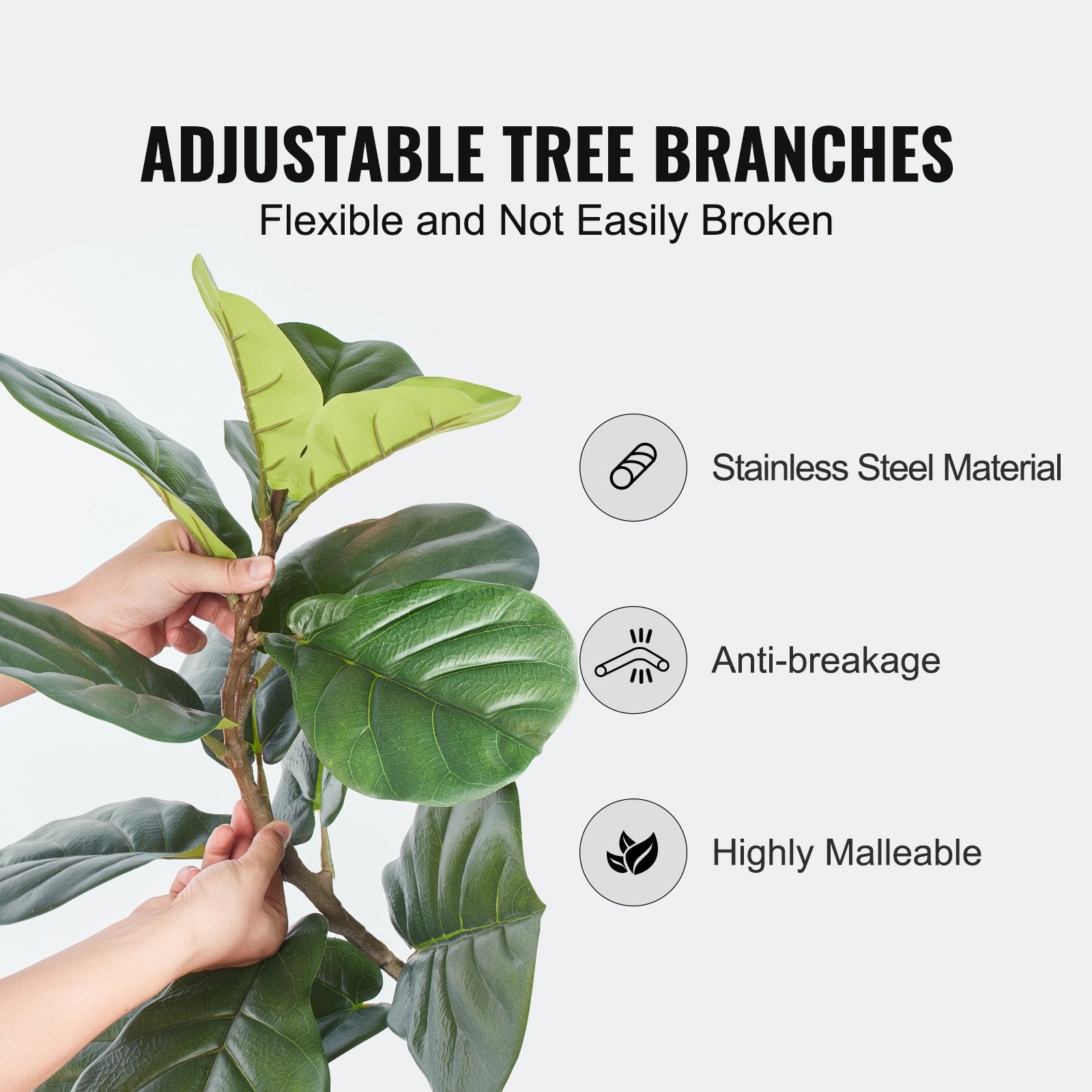 6 FT Artificial Fiddle Leaf Fig Tree - Secure PE Material, Anti-Tip Protection, Low-Maintenance Faux Plant for Home, Office, Warehouse, Indoor & Outdoor Decor