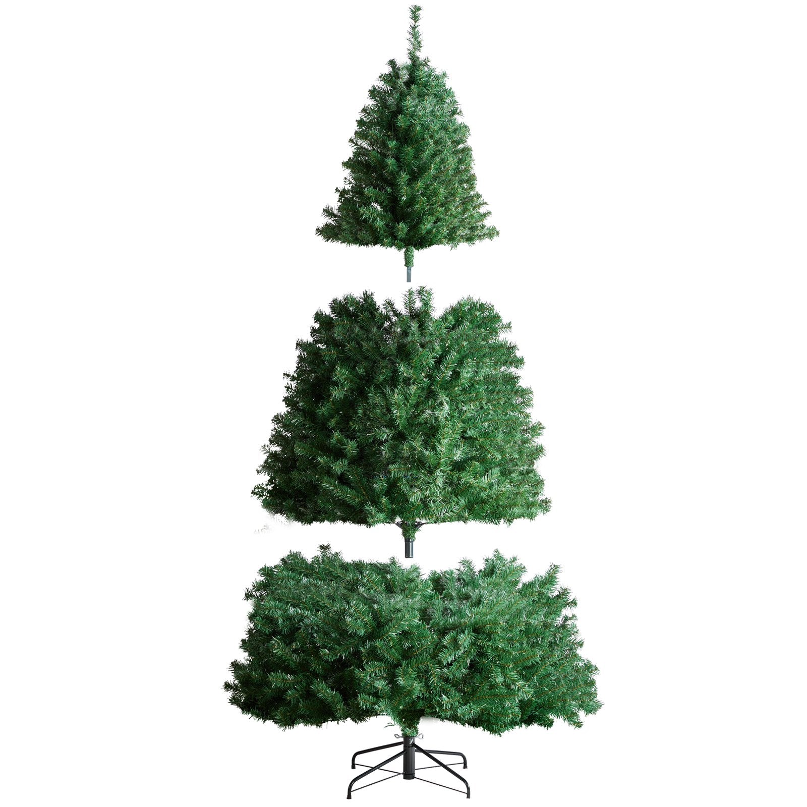 7.5ft Prelit Artificial Christmas Tree with 550 Warm White LEDs, Lush 1346 Tips, Metal Base - Perfect for Festive Home, Office Parties, Easy Setup