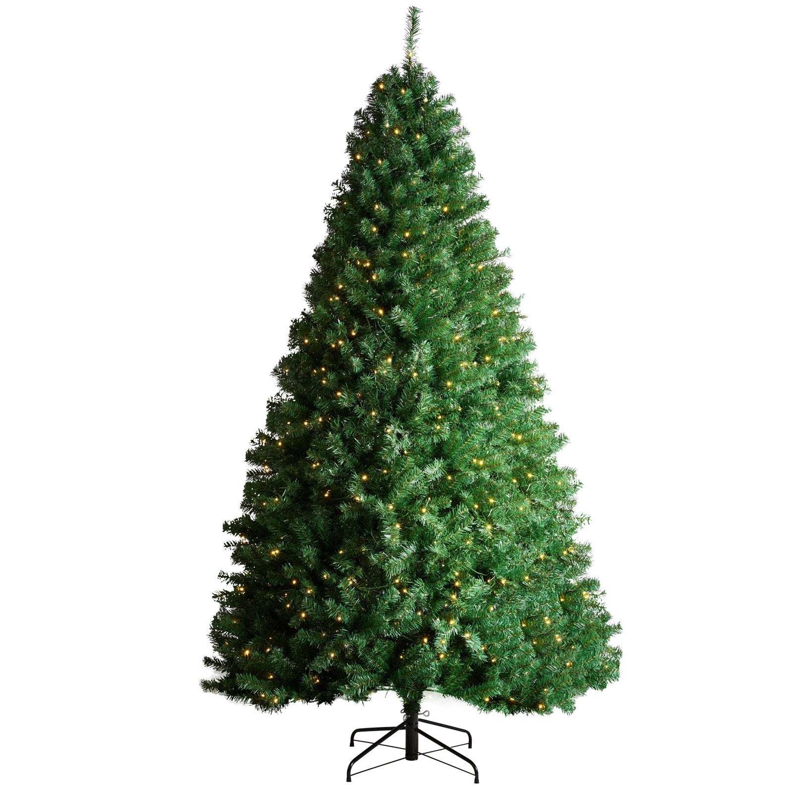 7.5ft Prelit Artificial Christmas Tree with 550 Warm White LEDs, Lush 1346 Tips, Metal Base - Perfect for Festive Home, Office Parties, Easy Setup