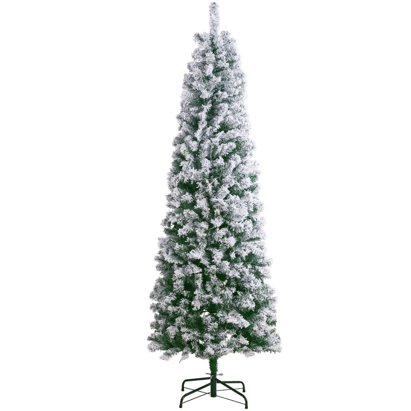 6.5ft Flocked Xmas Tree with 250 Warm White LEDs, Realistic 814 Branch Tips, Sturdy Metal Stand for Home, Office, Party Decor