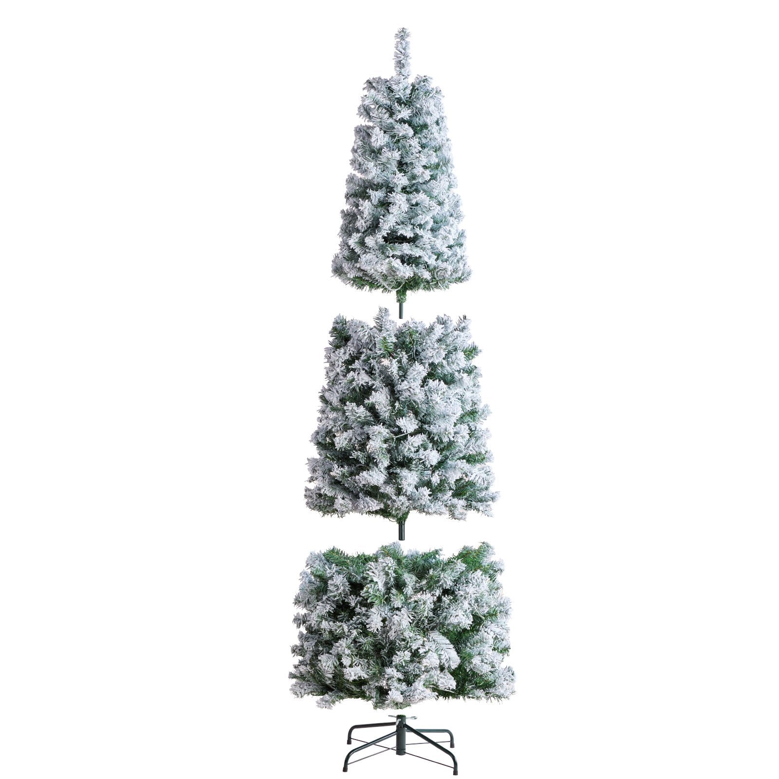 6.5ft Flocked Xmas Tree with 250 Warm White LEDs, Realistic 814 Branch Tips, Sturdy Metal Stand for Home, Office, Party Decor