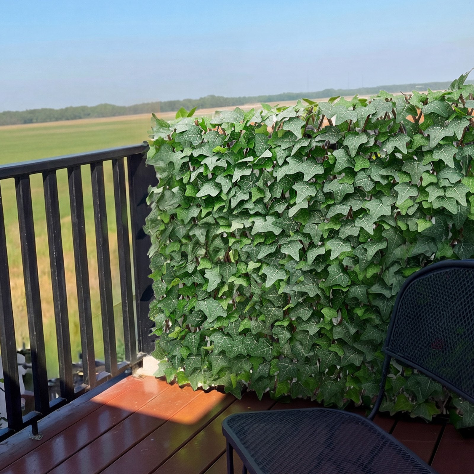 Expandable 25x126" Artificial Ivy Fence Screen - Realistic Faux Greenery Backdrop with Zip Ties for Balcony, Patio & Outdoor Privacy