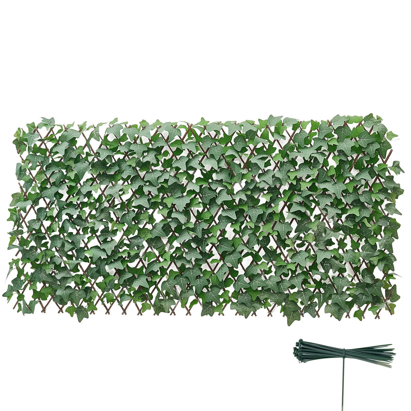 Expandable 25x126" Artificial Ivy Fence Screen - Realistic Faux Greenery Backdrop with Zip Ties for Balcony, Patio & Outdoor Privacy