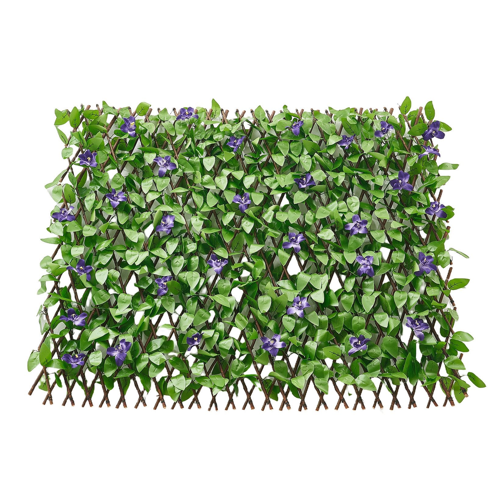 Expandable Ivy Privacy Screen, 25.5 x 122 in - Realistic Artificial Plant Wall with Zip Ties, Decorative Greenery for Outdoor Balcony, Patio, Faux Green Fence Backdrop