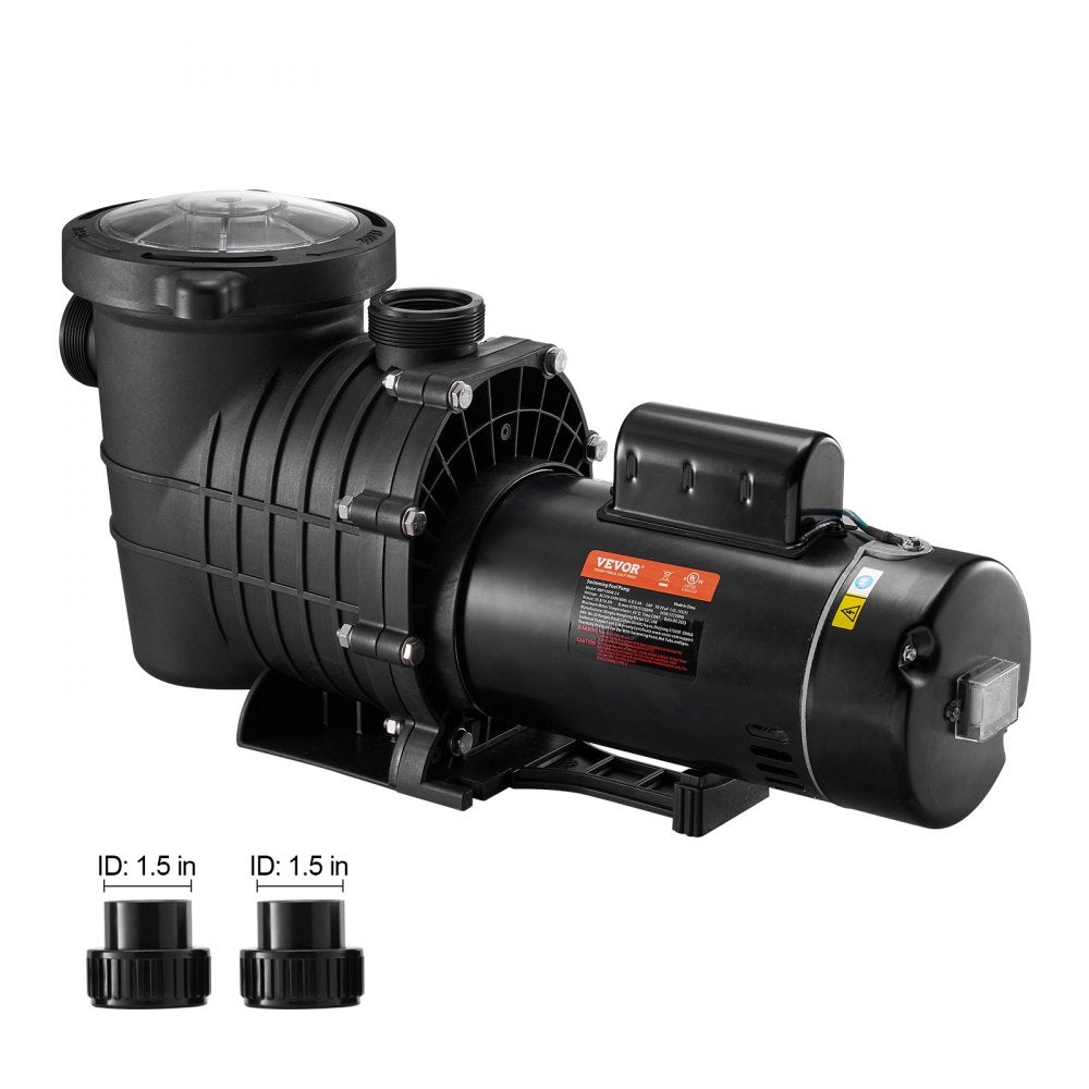High-Efficiency 2 HP Variable Speed Pool Pump for In/Above Ground Pools with Strainer and ETL Certification, 230V 1500W, 5520 GPH Maximum Flow Rate