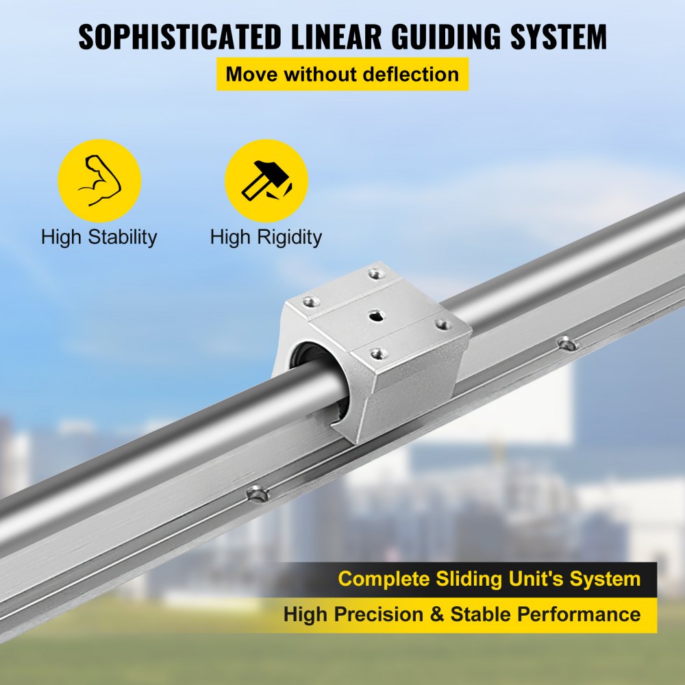 Adjustable Linear Rail System with Bearings for CNC and Milling Projects - 2PCS Rails and 4 Bearing Blocks for X, Y, Z Axis Motion