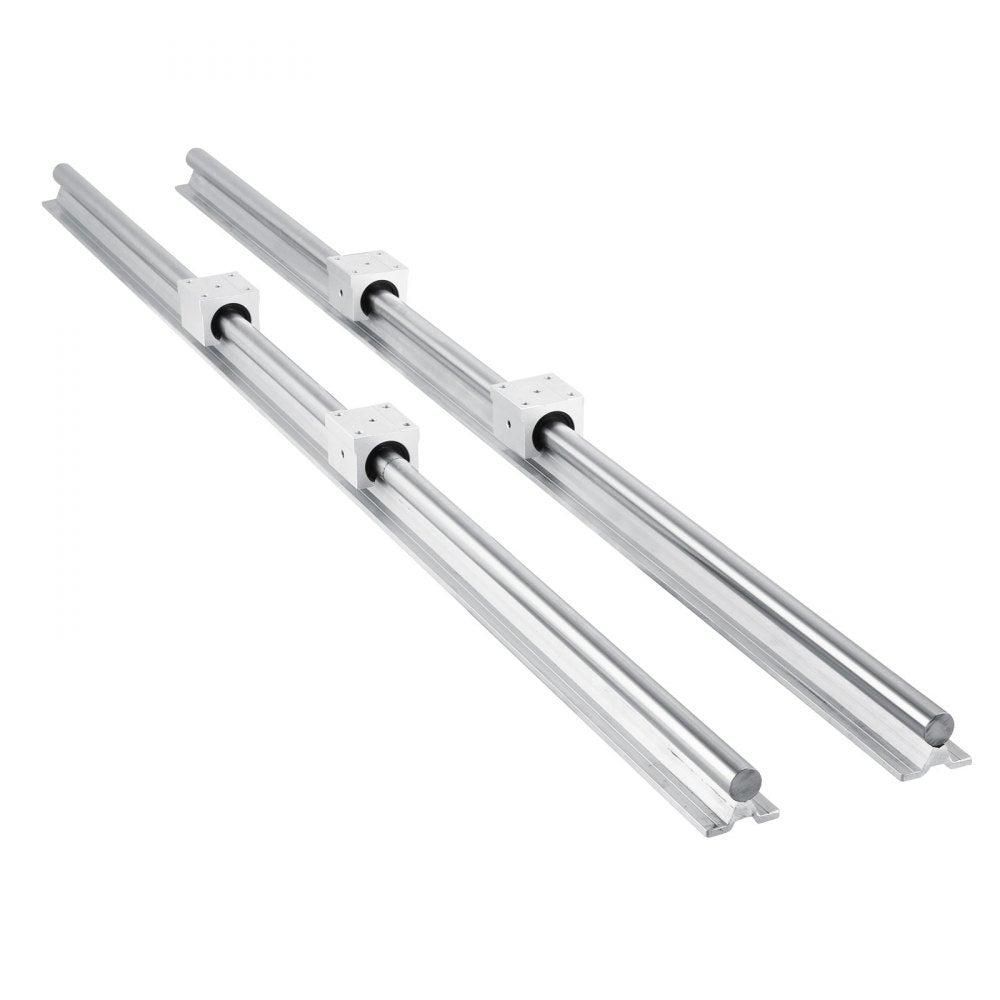 Adjustable Linear Rail System with Bearings for CNC and Milling Projects - 2PCS Rails and 4 Bearing Blocks for X, Y, Z Axis Motion
