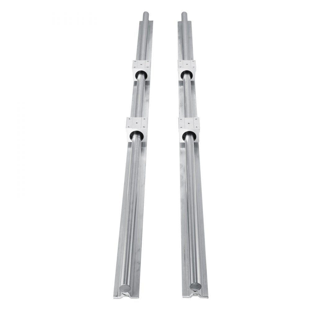 Adjustable Linear Rail System with Bearings for CNC and Milling Projects - 2PCS Rails and 4 Bearing Blocks for X, Y, Z Axis Motion