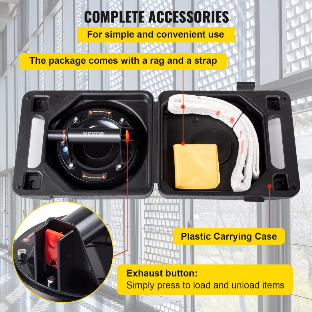 Heavy-Duty 8-Inch Vacuum Suction Cup for Lifting Glass and Granite, Up to 220 lbs Capacity, Ideal for Moving Large Tiles and Window Replacement